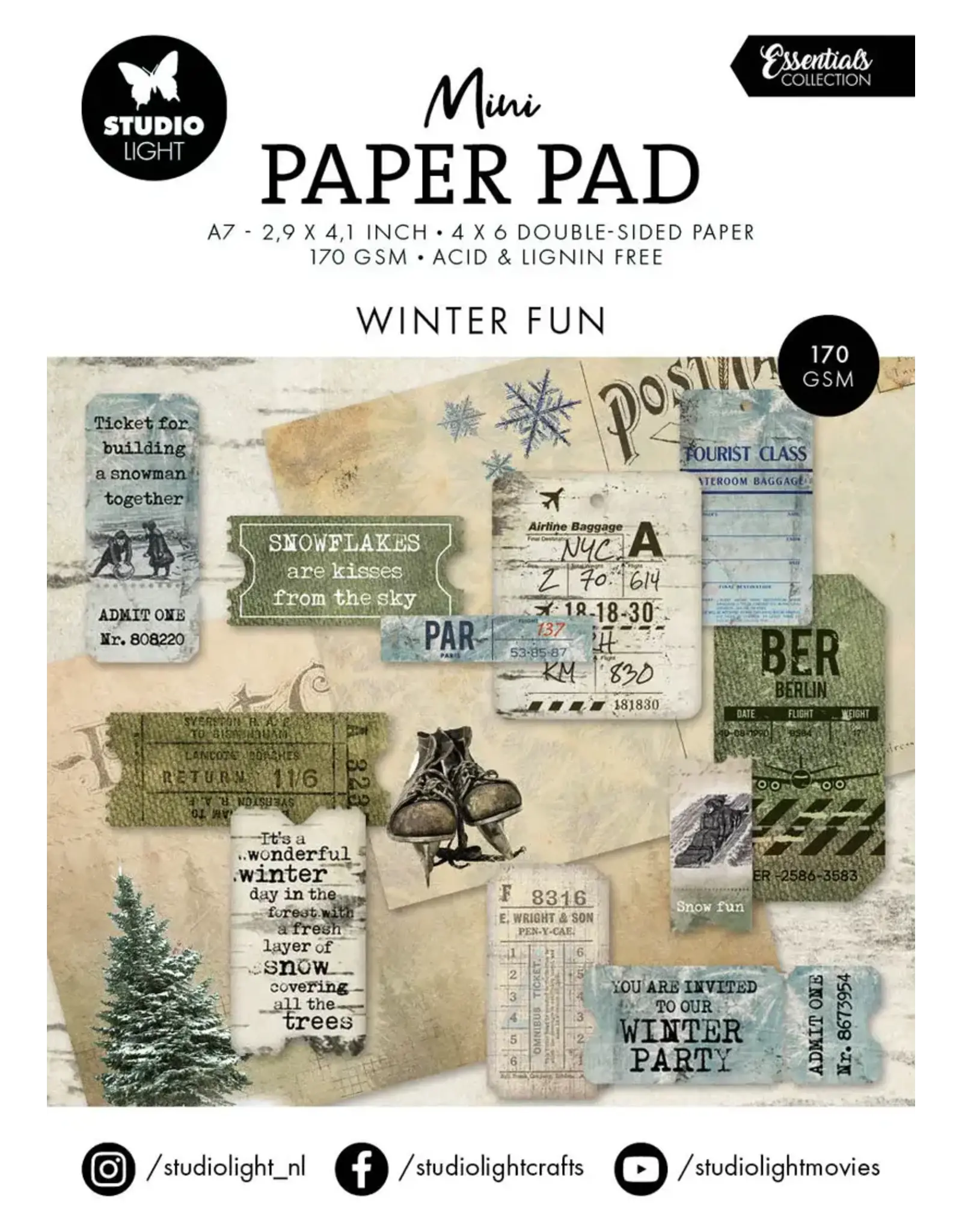 STUDIOLIGHT STUDIOLIGHT ESSENTIALS WINTER FUN MINI PAPER PAD