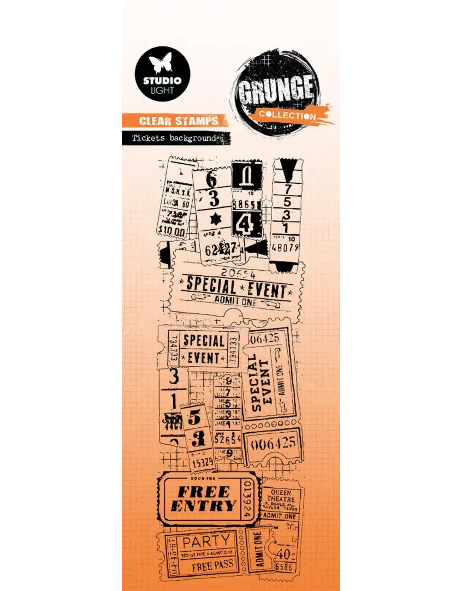STUDIOLIGHT STUDIOLIGHT GRUNGE COLLECTION TICKETS BACKGROUND CLEAR STAMP