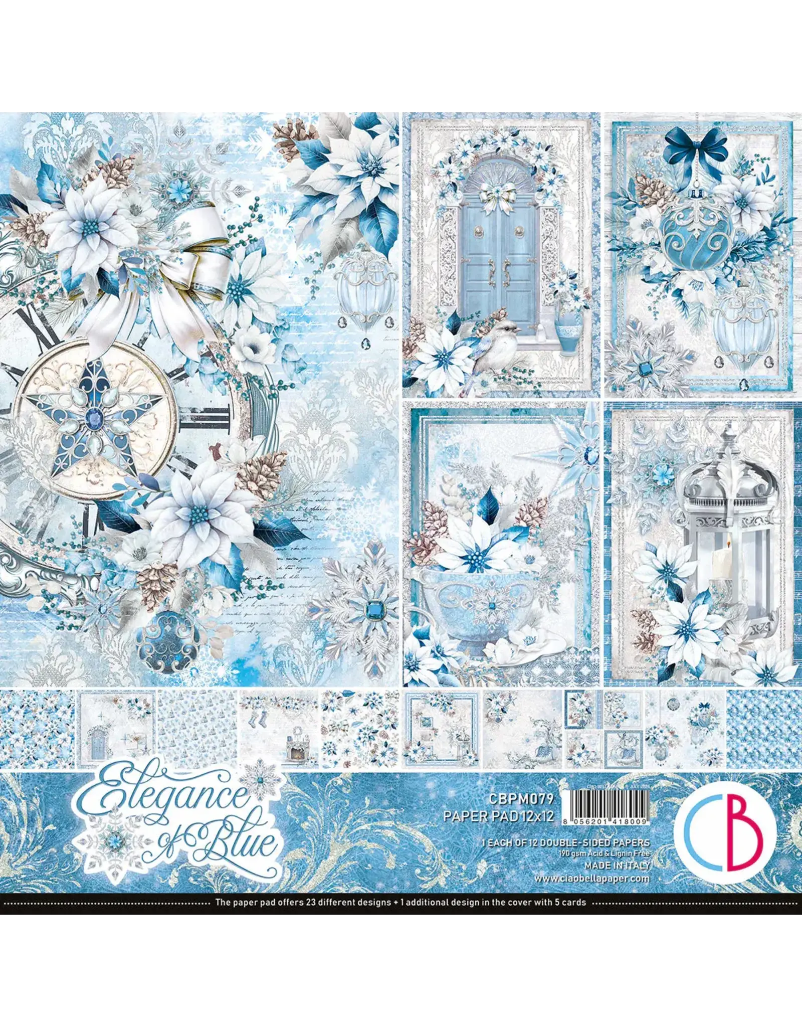 CIAO BELLA CIAO BELLA ELEGANCE OF BLUE 12x12 PAPER PAD 12 SHEETS