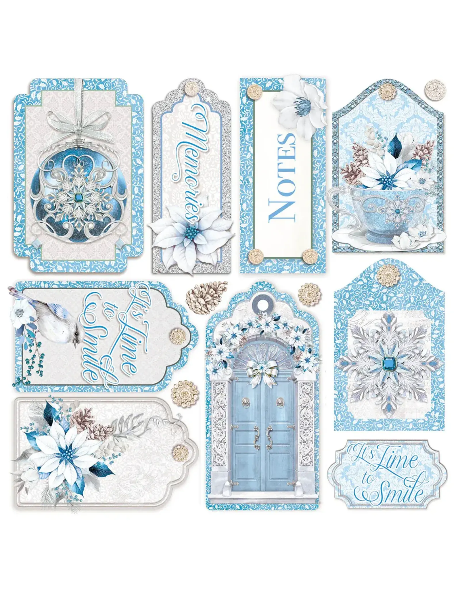 CIAO BELLA CIAO BELLA ELEGANCE OF BLUE 6x6 VELLUM FUSSY CUT PAPER 6 SHEETS