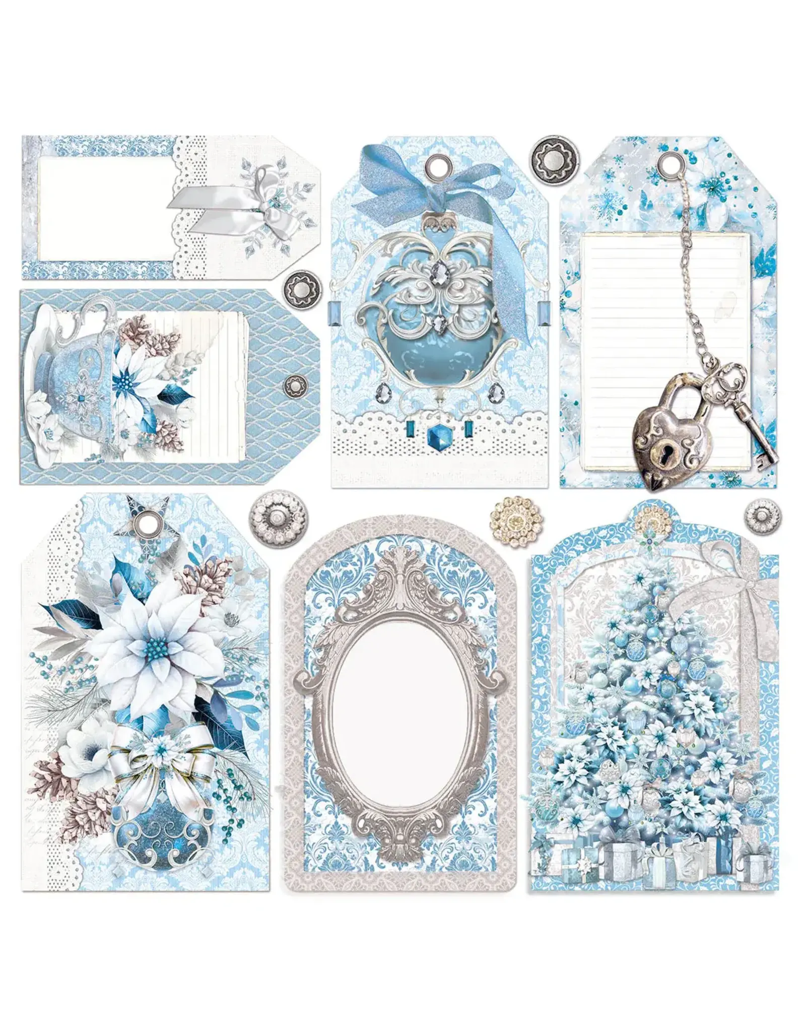 CIAO BELLA CIAO BELLA ELEGANCE OF BLUE 6x6 VELLUM FUSSY CUT PAPER 6 SHEETS