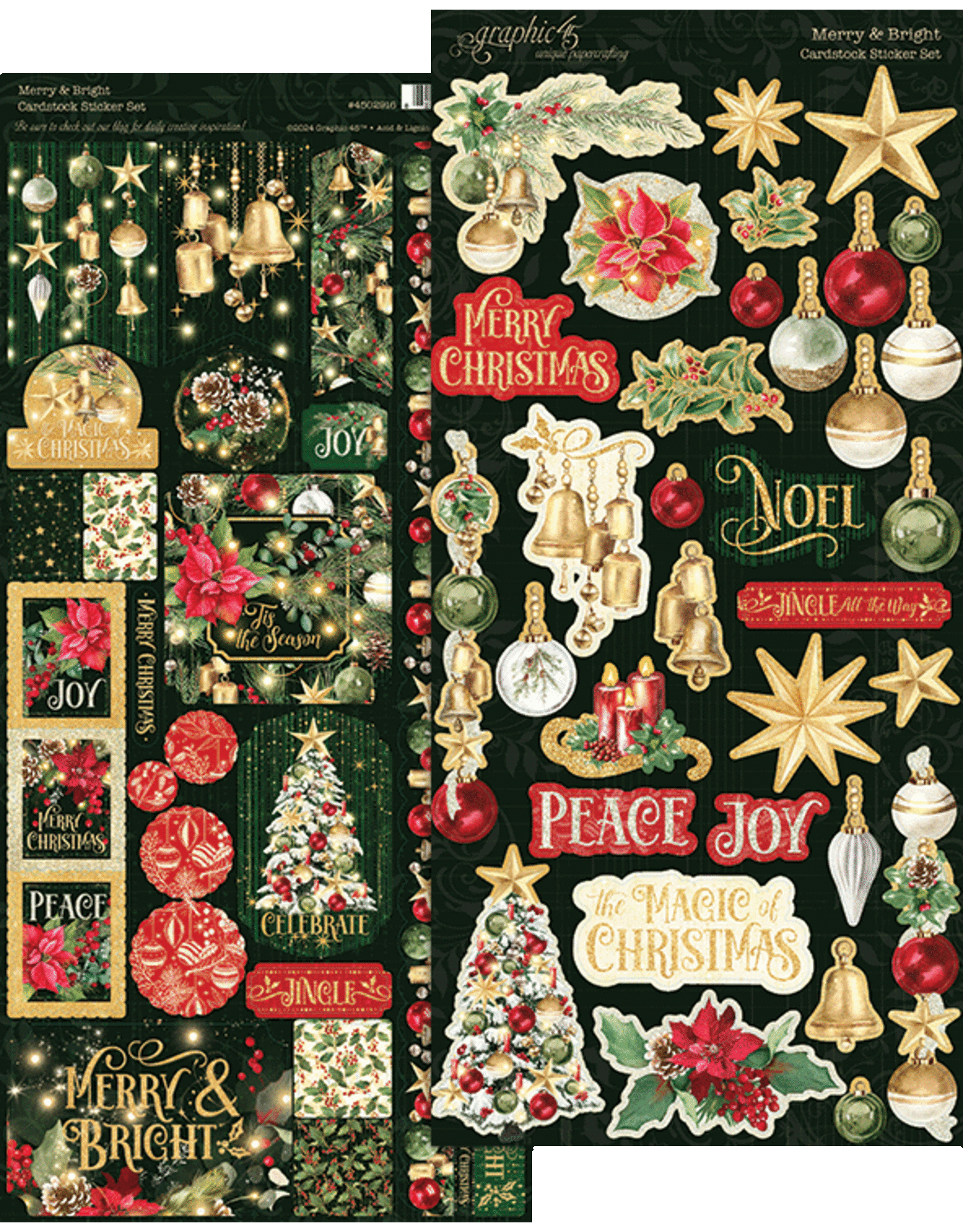 GRAPHIC 45 GRAPHIC 45 MERRY & BRIGHT CARDSTOCK STICKER SET