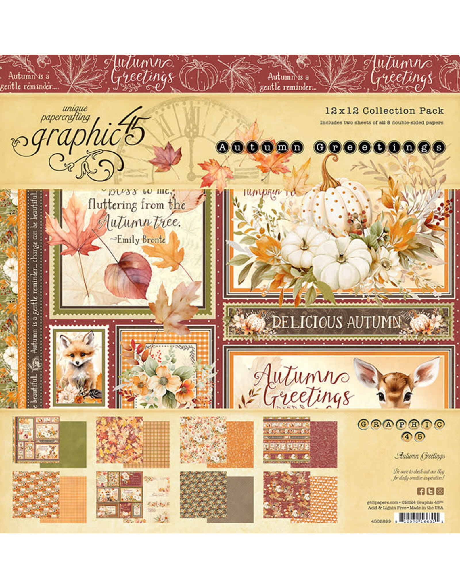 GRAPHIC 45 GRAPHIC 45 AUTUMN GREETINGS 12x12 COLLECTION PACK