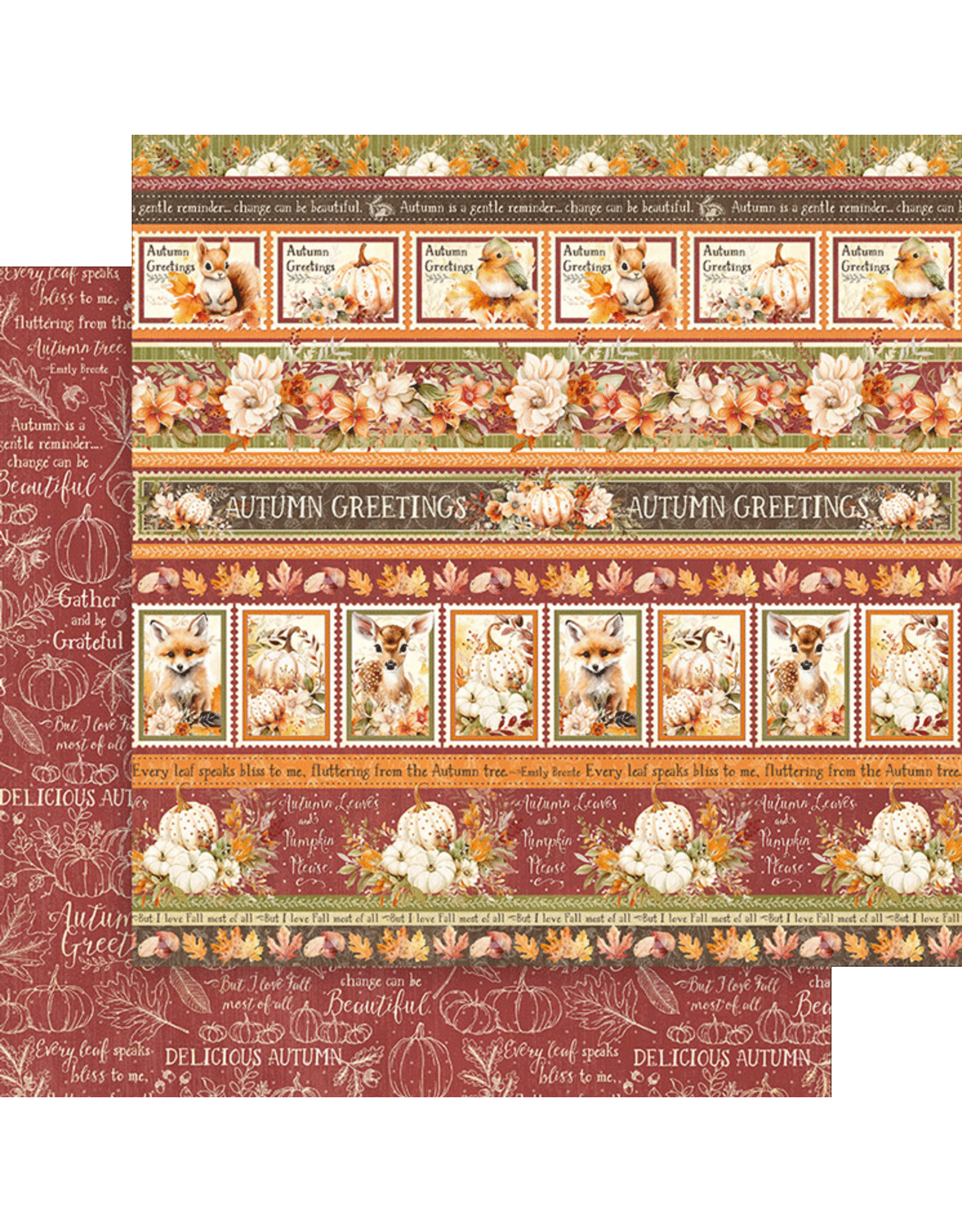 GRAPHIC 45 GRAPHIC 45 AUTUMN GREETINGS THANKS & GIVING 12x12 CARDSTOCK