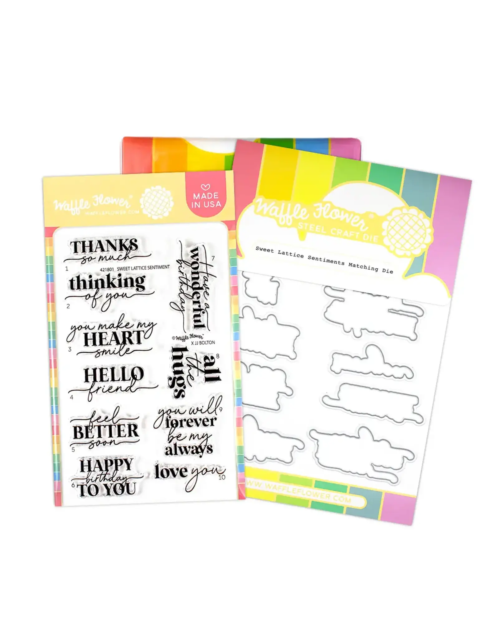 WAFFLE FLOWER WAFFLE FLOWER SWEET LATTICE SENTIMENTS CLEAR STAMP SET AND DIE COMBO