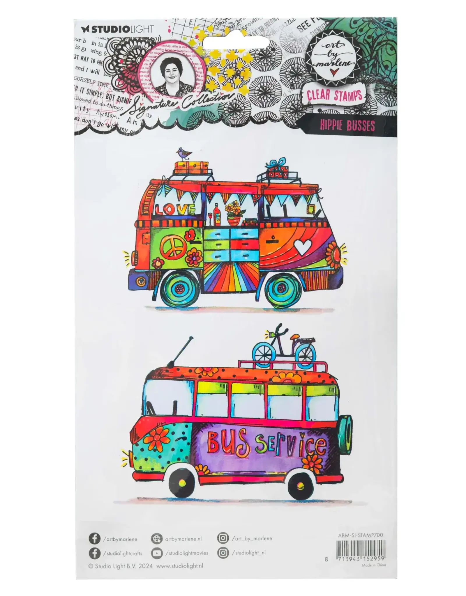 STUDIOLIGHT STUDIOLIGHT ART BY MARLENE SIGNATURE COLLECTION HIPPIE BUSSES CLEAR STAMP SET