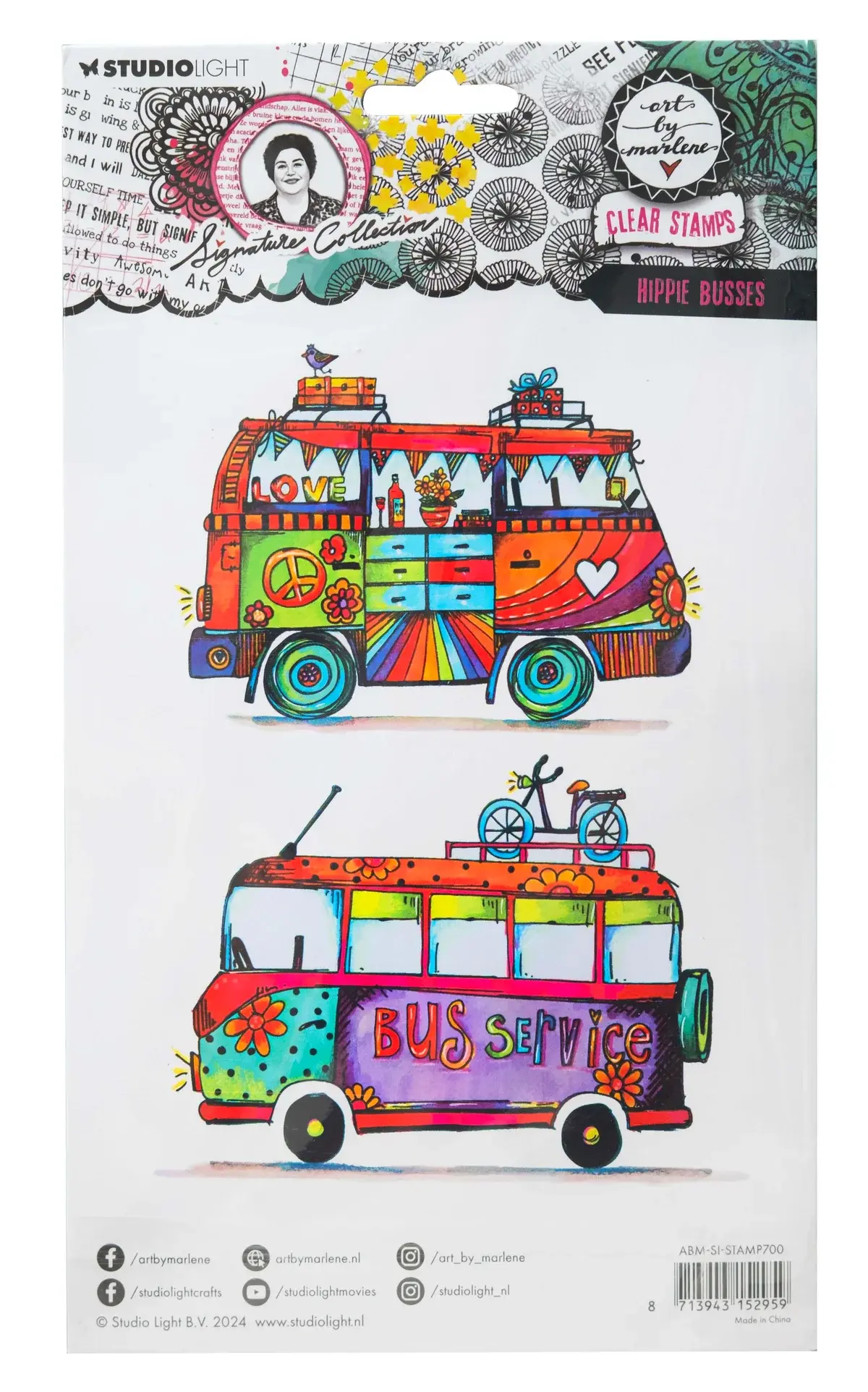 STUDIOLIGHT STUDIOLIGHT ART BY MARLENE SIGNATURE COLLECTION HIPPIE BUSSES CLEAR STAMP SET