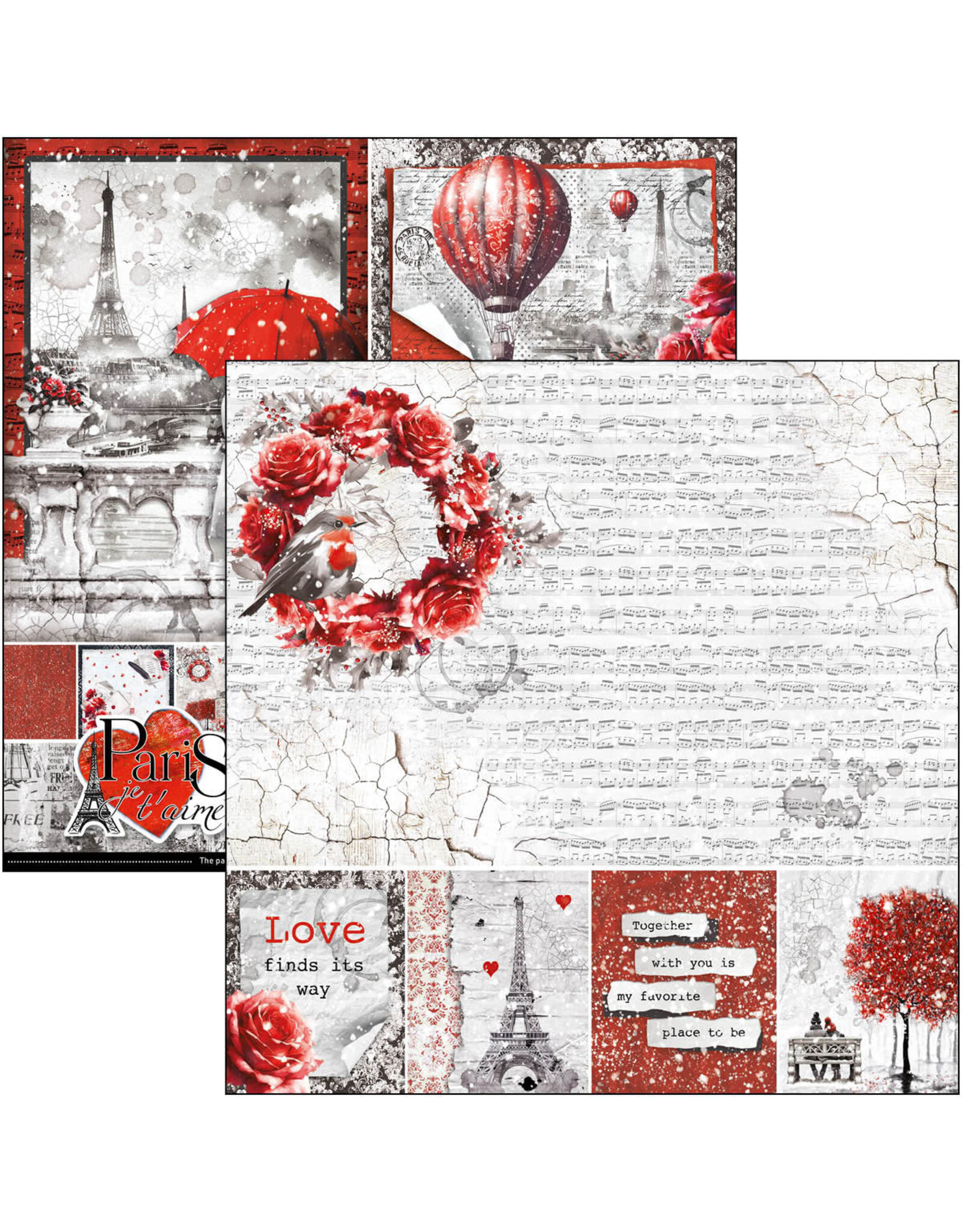 CIAO BELLA CIAO BELLA PARIS JE T'AIME 8x8 PAPER PAD 12 SHEETS