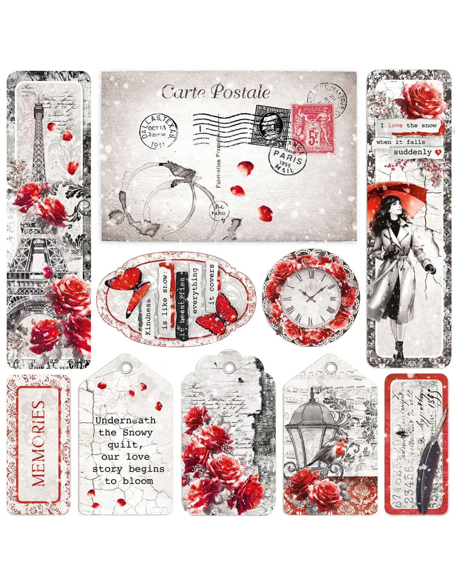 CIAO BELLA CIAO BELLA PARIS JE T'AIME 6x6 VELLUM FUSSY CUT PAPER 6 SHEETS