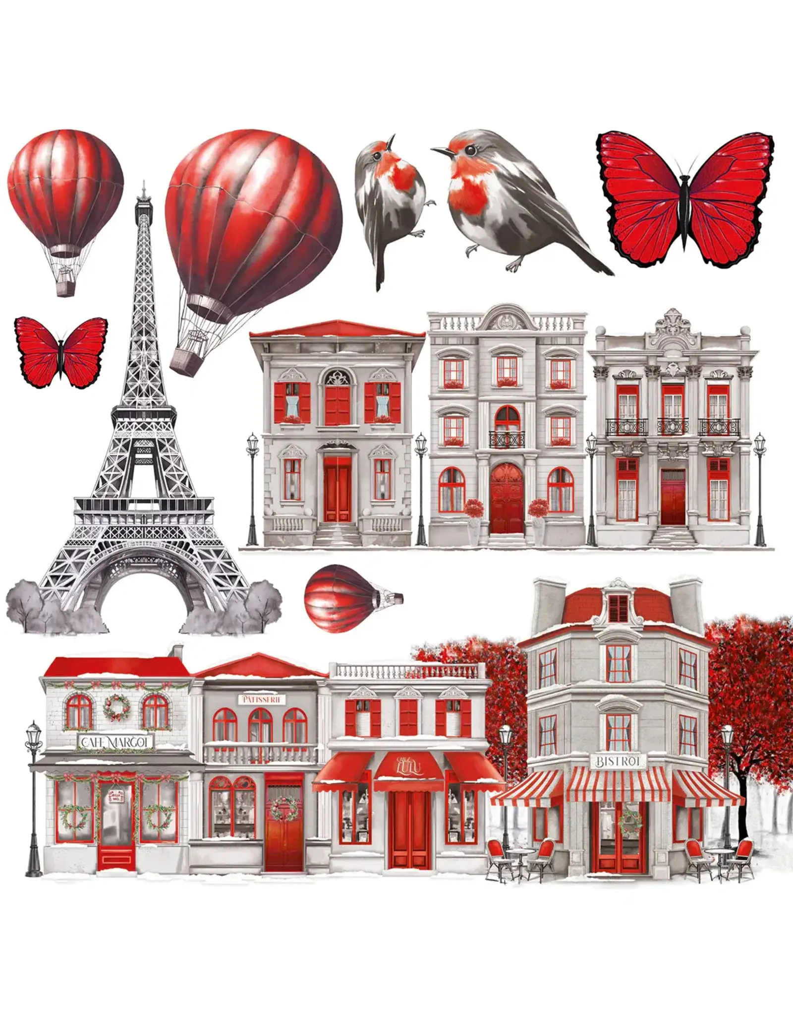 CIAO BELLA CIAO BELLA PARIS JE T'AIME 6x6 VELLUM FUSSY CUT PAPER 6 SHEETS