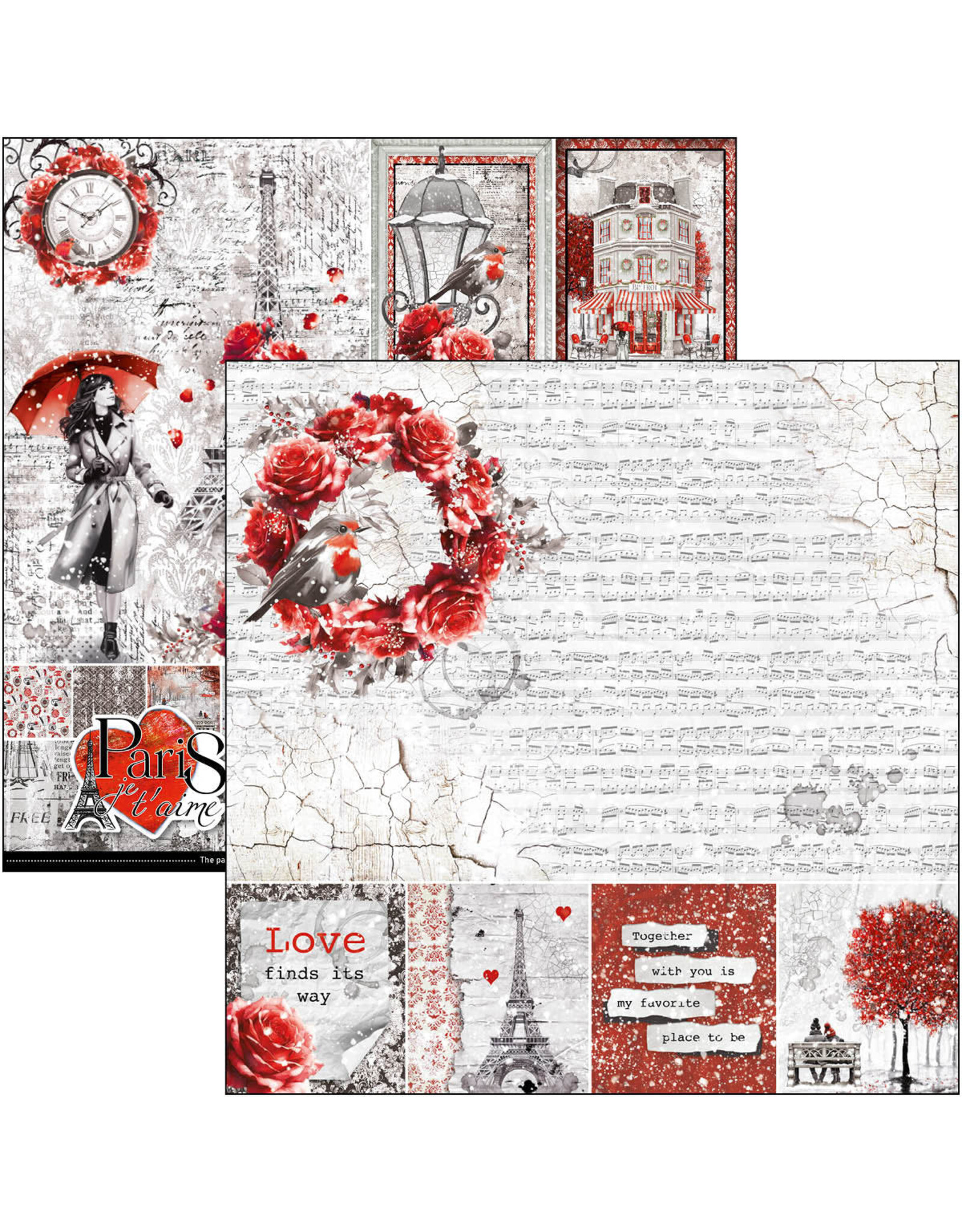 CIAO BELLA CIAO BELLA PARIS JE T'AIME 12x12 PAPER PAD 12 SHEETS