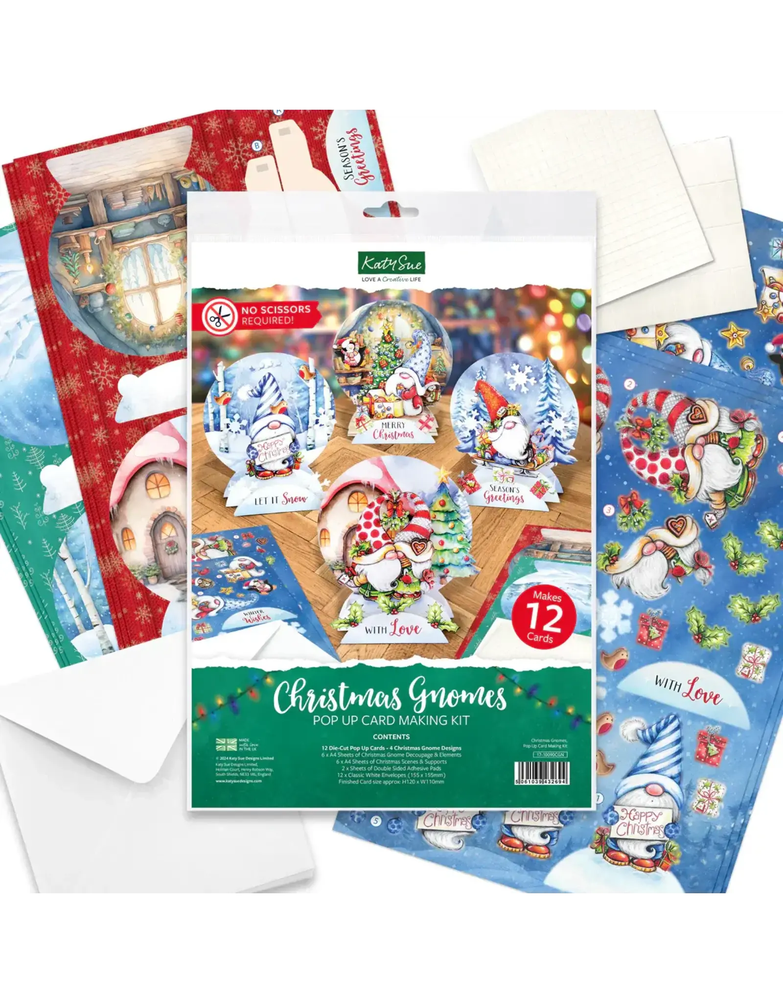 KATY SUE KATY SUE CHRISTMAS GARDEN GNOMES POP UP CARD MAKING KIT