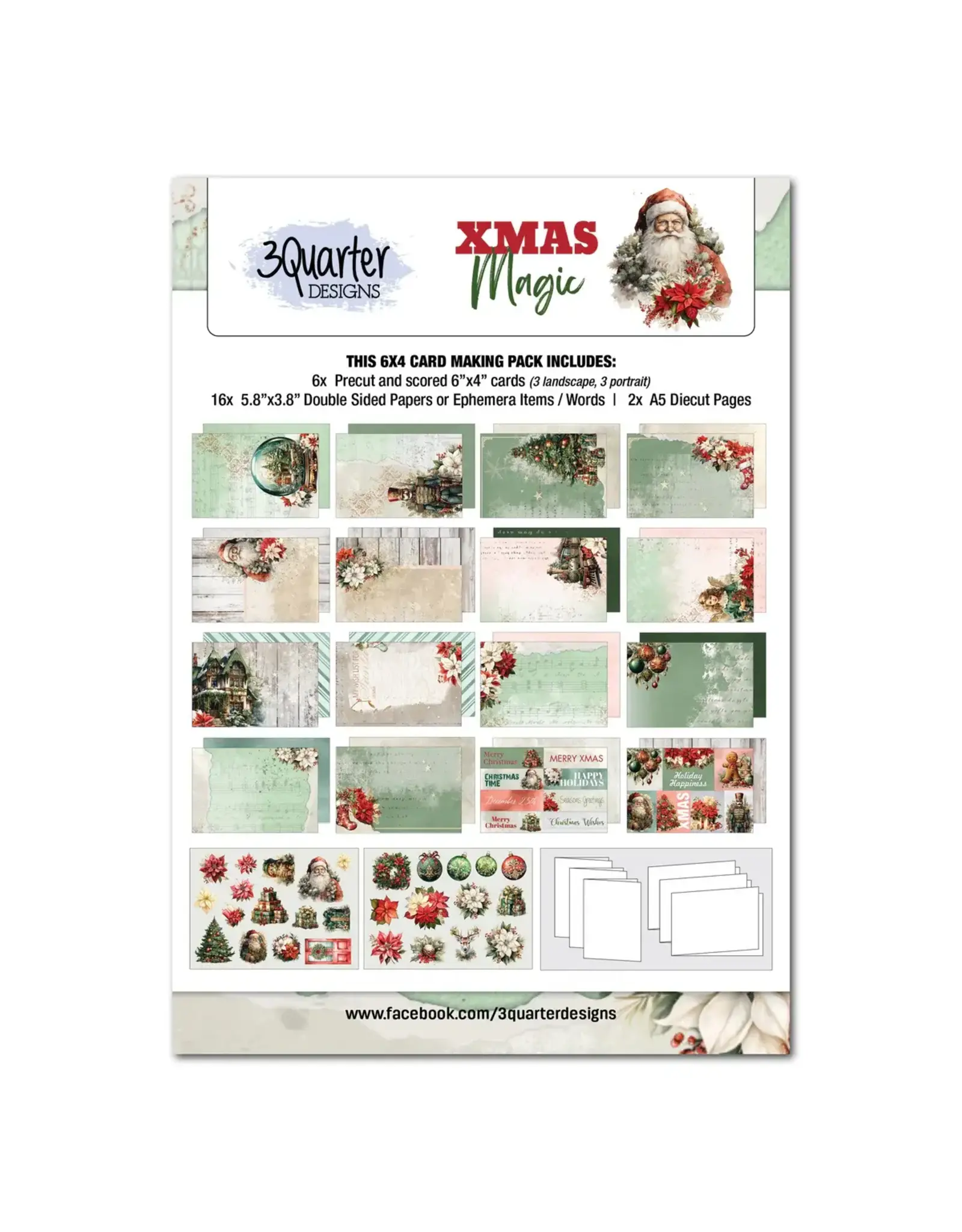 3QUARTER DESIGNS 3QUARTER DESIGNS XMAS MAGIC COLLECTION 6x4 CARDMAKING PACK