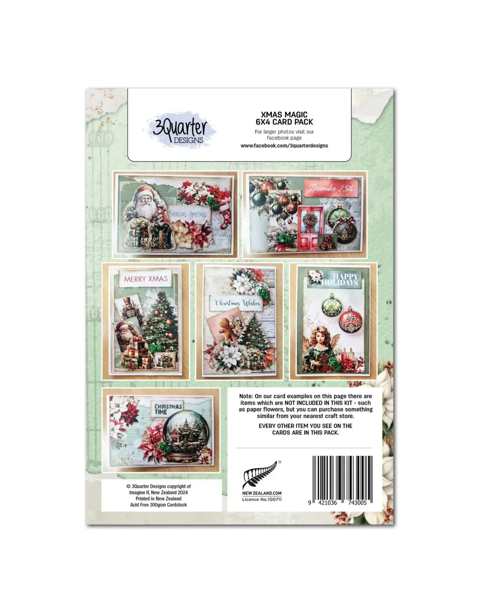 3QUARTER DESIGNS 3QUARTER DESIGNS XMAS MAGIC COLLECTION 6x4 CARDMAKING PACK