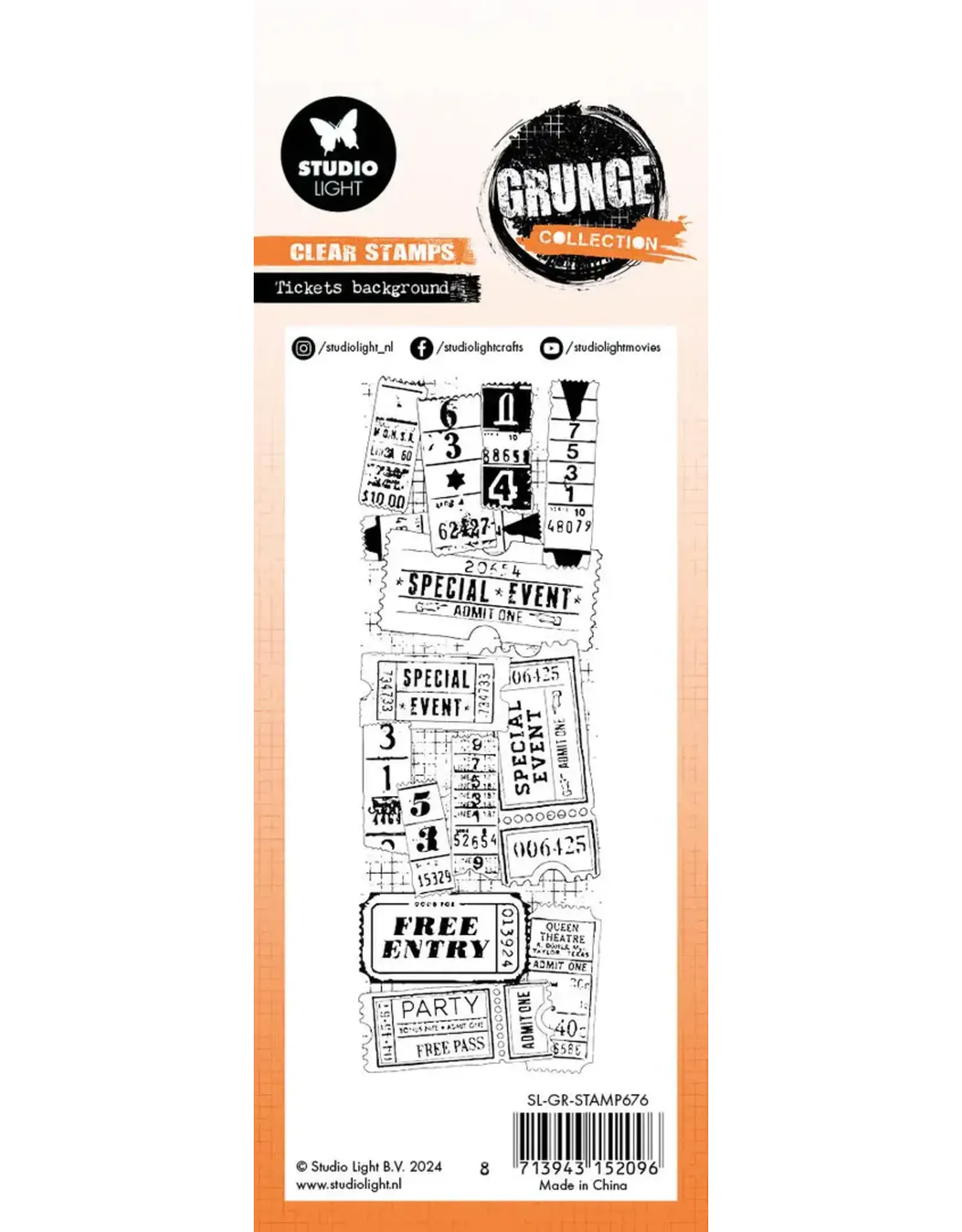 STUDIOLIGHT STUDIOLIGHT GRUNGE COLLECTION TICKETS BACKGROUND CLEAR STAMP