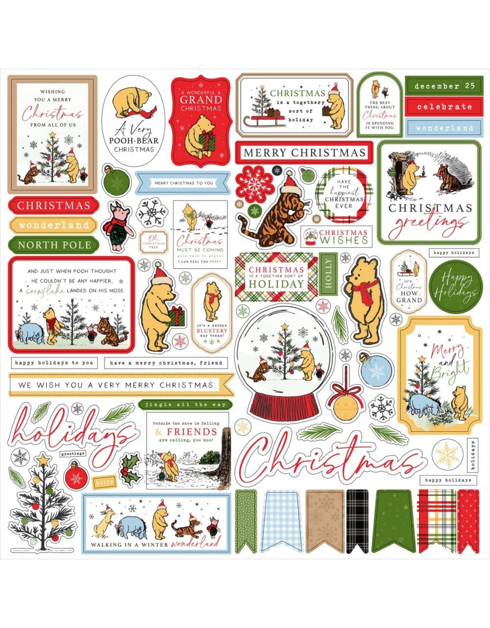 ECHO PARK PAPER ECHO PARK WINNIE THE POOH CHRISTMAS ELEMENTS 12x12 CARDSTOCK STICKERS