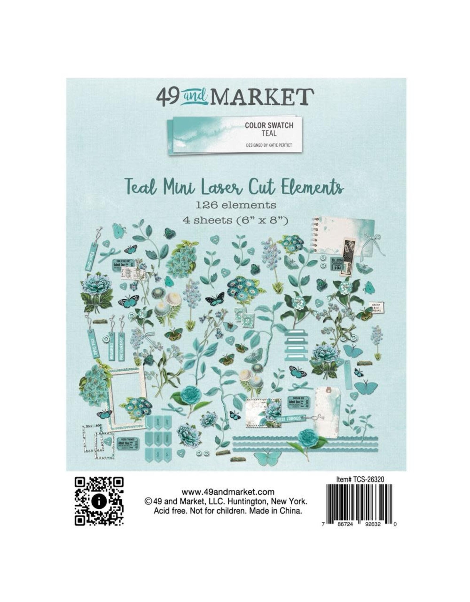 49 AND MARKET 49 AND MARKET COLOR SWATCH TEAL MINI 6x8 LASER CUT ELEMENTS  126/PK