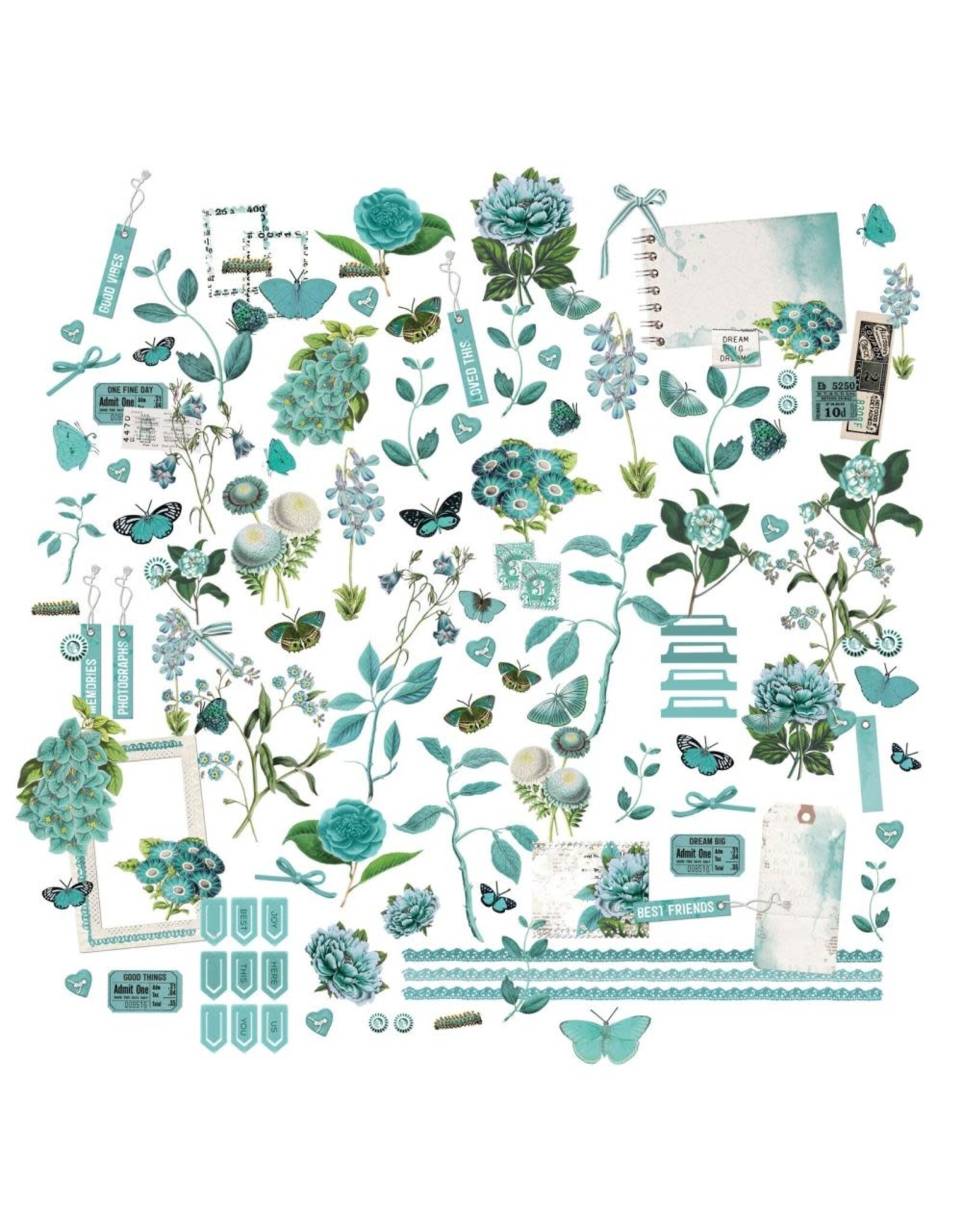 49 AND MARKET 49 AND MARKET COLOR SWATCH TEAL MINI 6x8 LASER CUT ELEMENTS  126/PK
