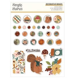 SIMPLE STORIES SIMPLE STORIES CIDER & DONUTS DECORATIVE BRADS & CHIPBOARD PIECES