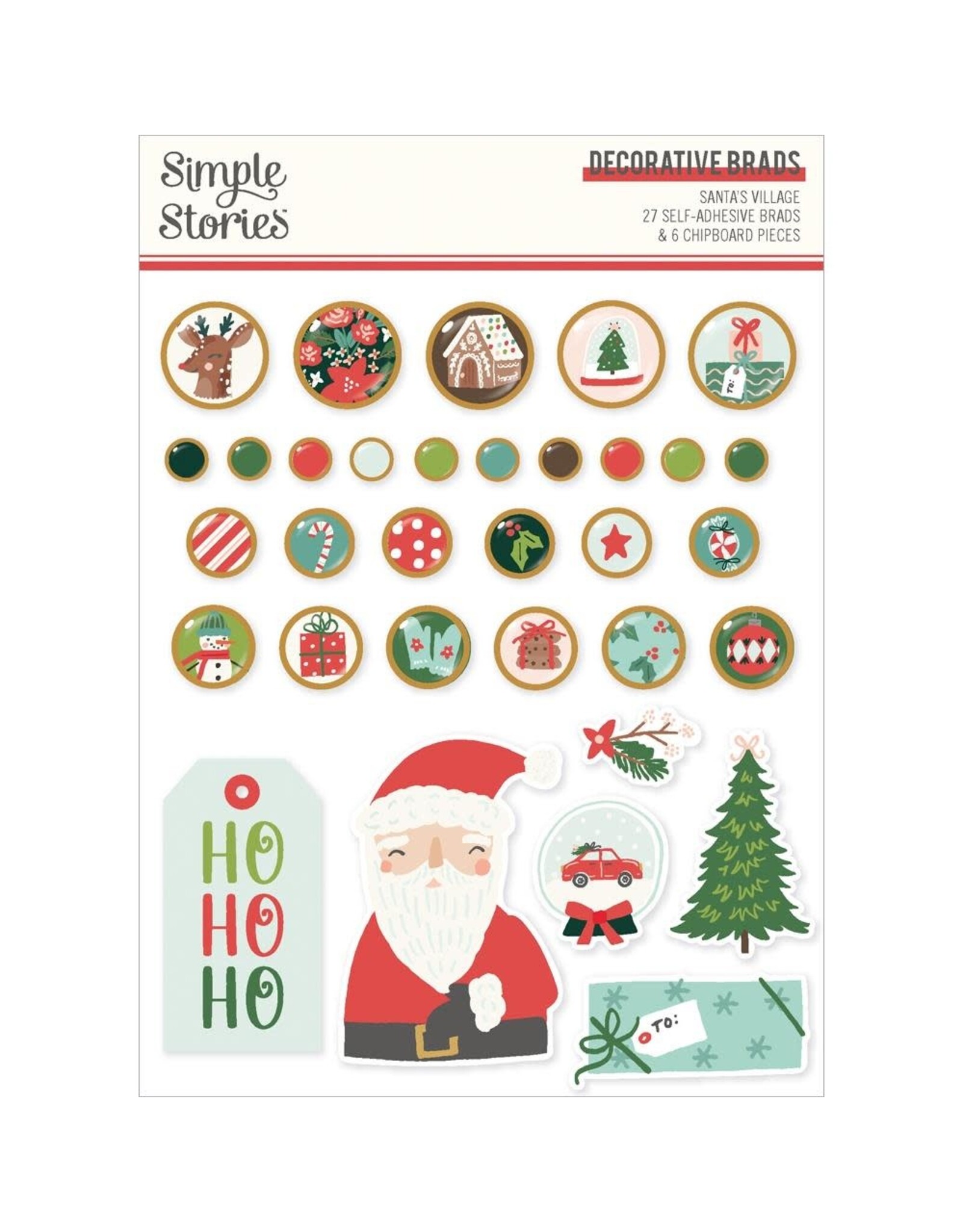 SIMPLE STORIES SIMPLE STORIES SANTA'S VILLAGE DECORATIVE BRADS & CHIPBOARD PIECES