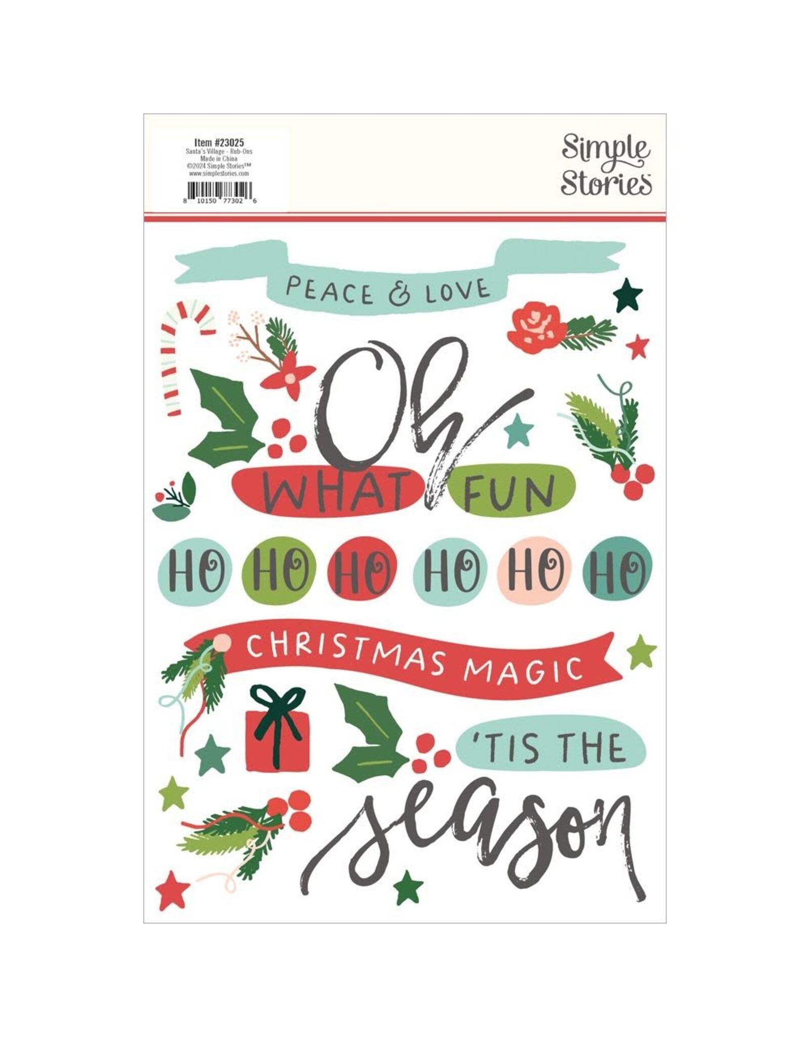 SIMPLE STORIES SIMPLE STORIES SANTA'S VILLAGE 6x8 RUB-ONS 2/PK