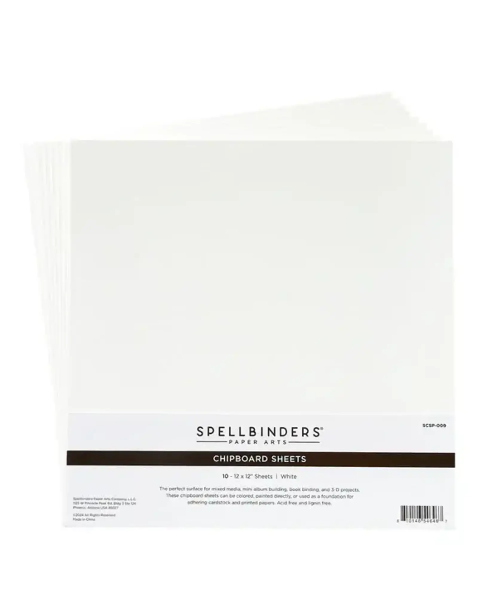 SPELLBINDERS SPELLBINDERS STORYTELLING COLLECTION 12x12 WHITE CHIPBOARD SHEETS 10/PK