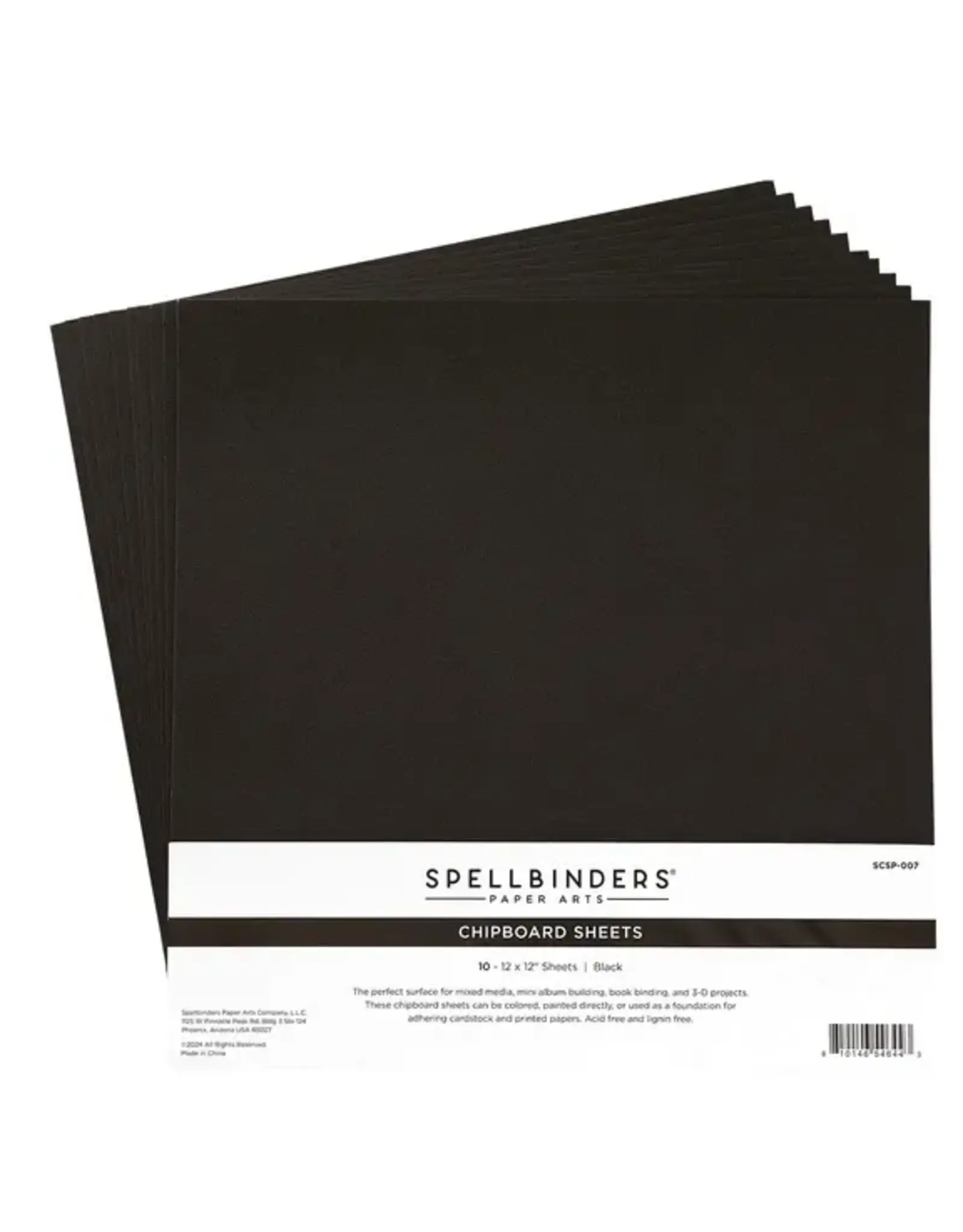 SPELLBINDERS SPELLBINDERS STORYTELLING COLLECTION 12x12 BLACK CHIPBOARD SHEETS 10/PK