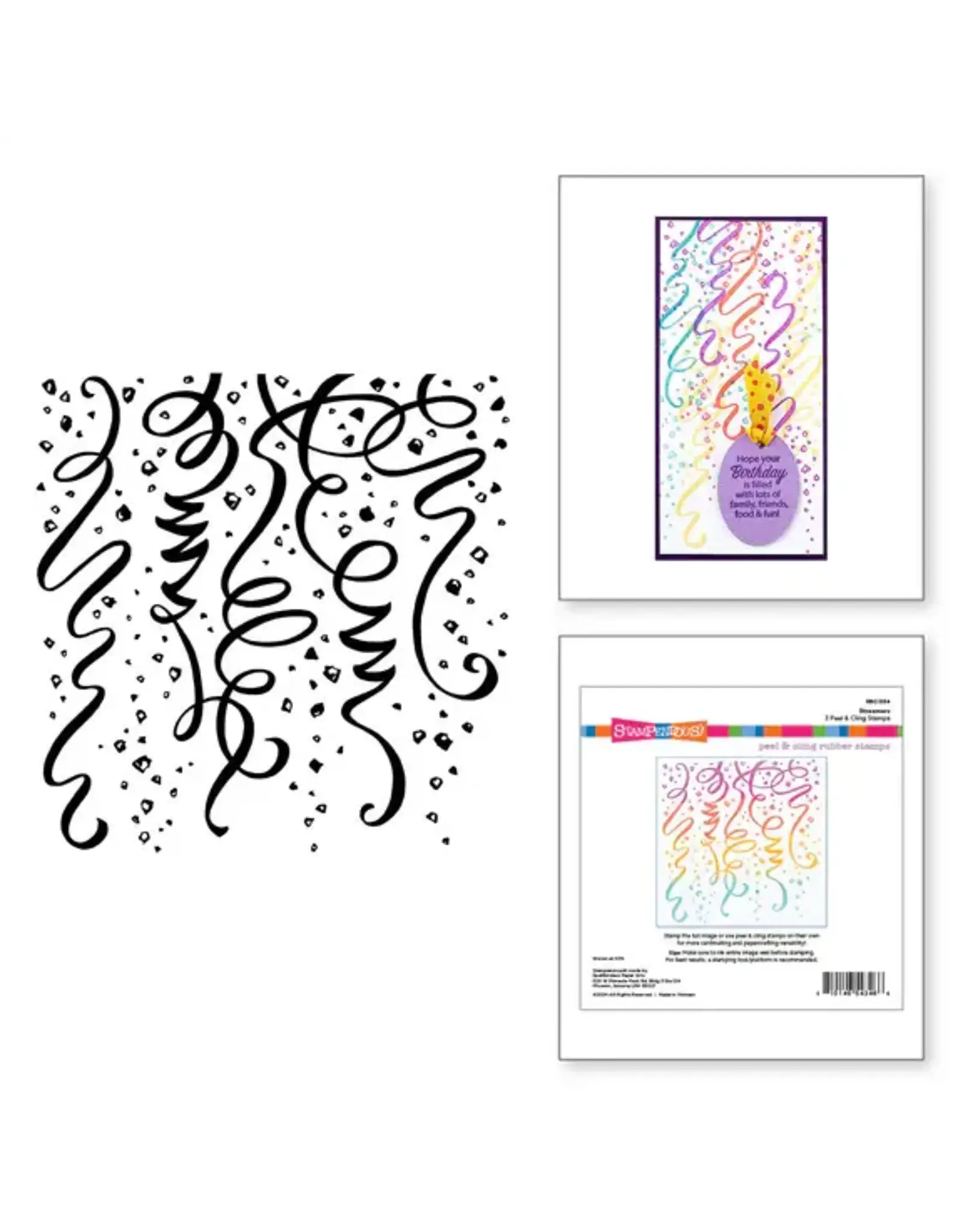 SPELLBINDERS SPELLBINDERS BEAUTIFUL BACKGROUNDS COLLECTION STAMPENDOUS STREAMERS CLEAR STAMP SET