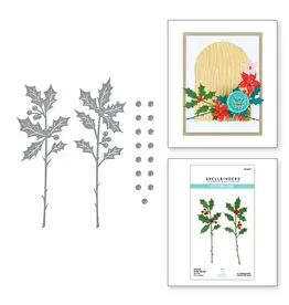 SPELLBINDERS SPELLBINDERS SEALED FOR THE HOLIDAYS COLLECTION SEALED HOLLY SPRIGS ETCHED DIE SET