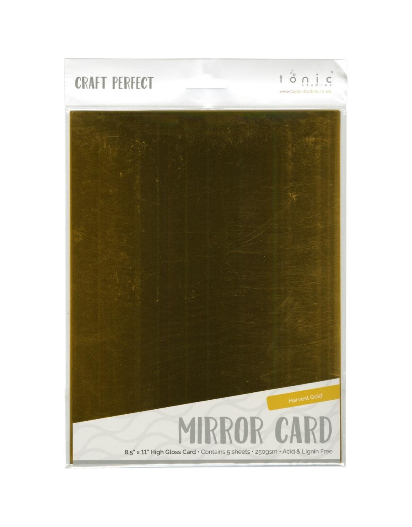 TONIC TONIC STUDIOS MIRROR CARD HIGH GLOSS POLISHED GOLD  8.5X11 5 PK