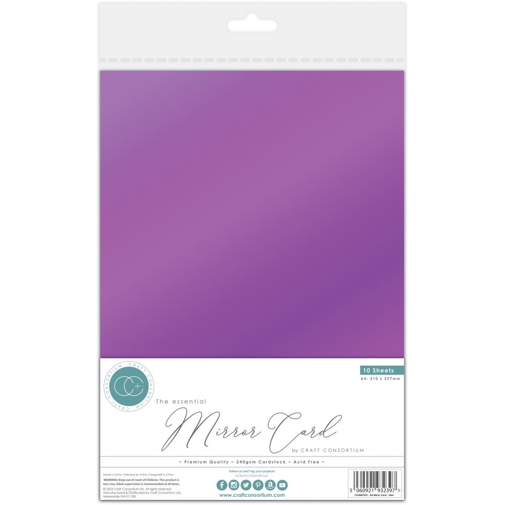 CRAFT CONSORTIUM THE ESSENTIAL A4 MIRROR CARD 10 SHEETS - LILAC