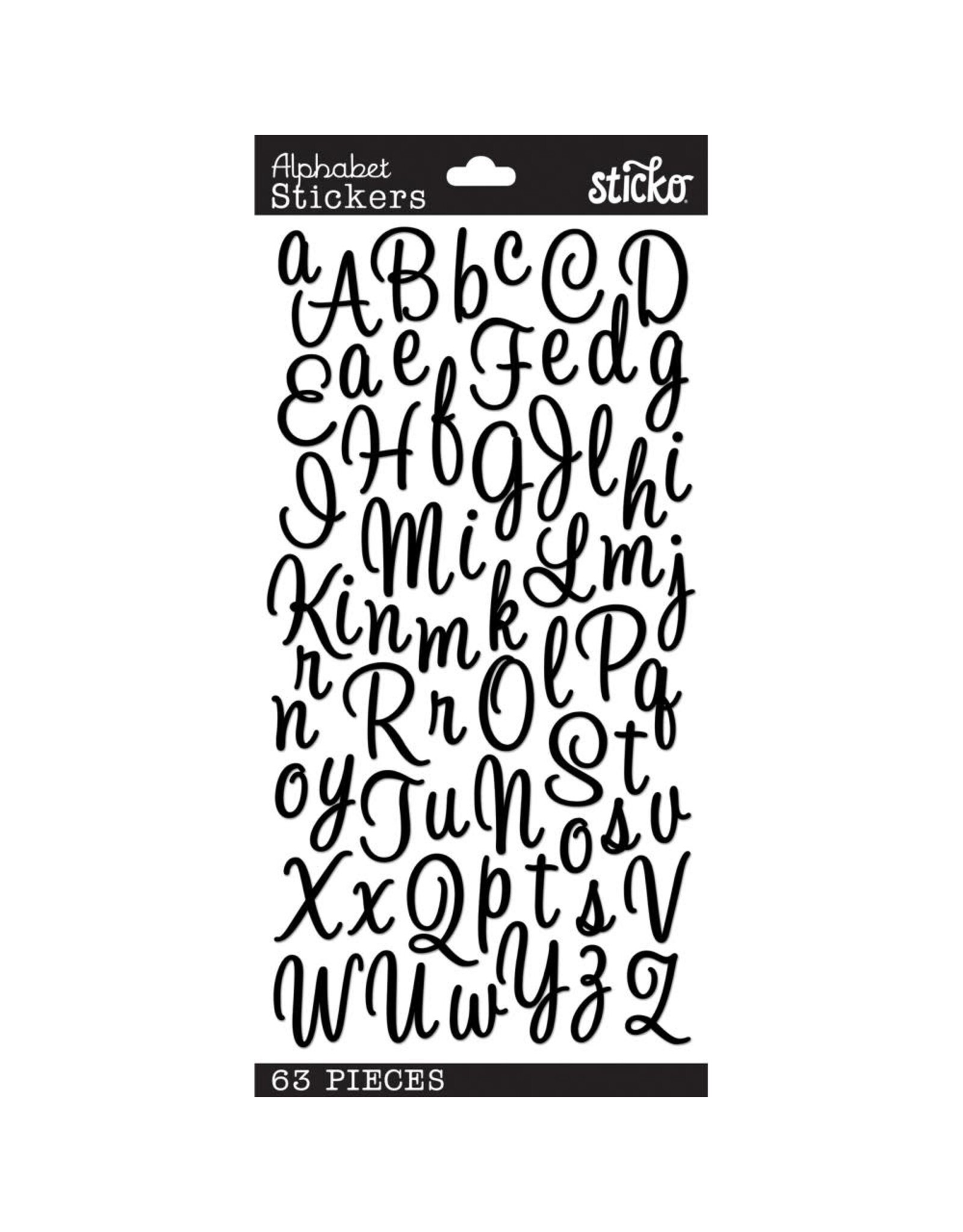 AMERICAN CRAFTS AMERICAN CRAFTS STICKO SWEETHEART SCRIPT BLACK ALPHABET STICKERS