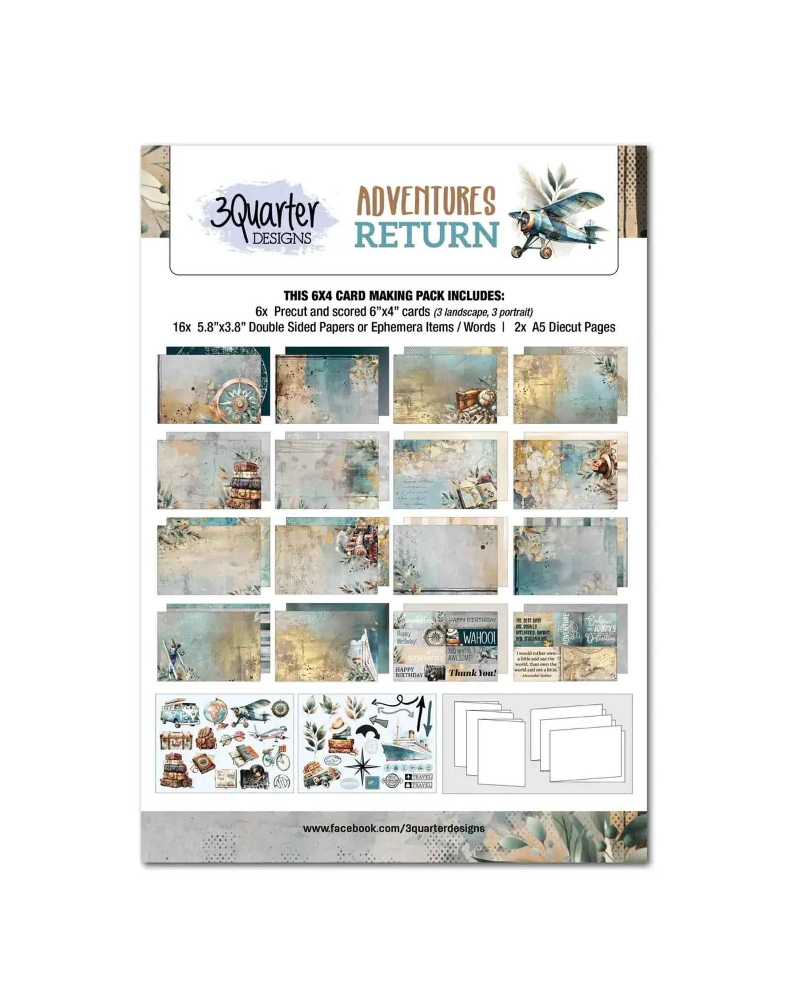 3QUARTER DESIGNS 3QUARTER DESIGNS ADVENTURES RETURN 6x4 CARD PACK