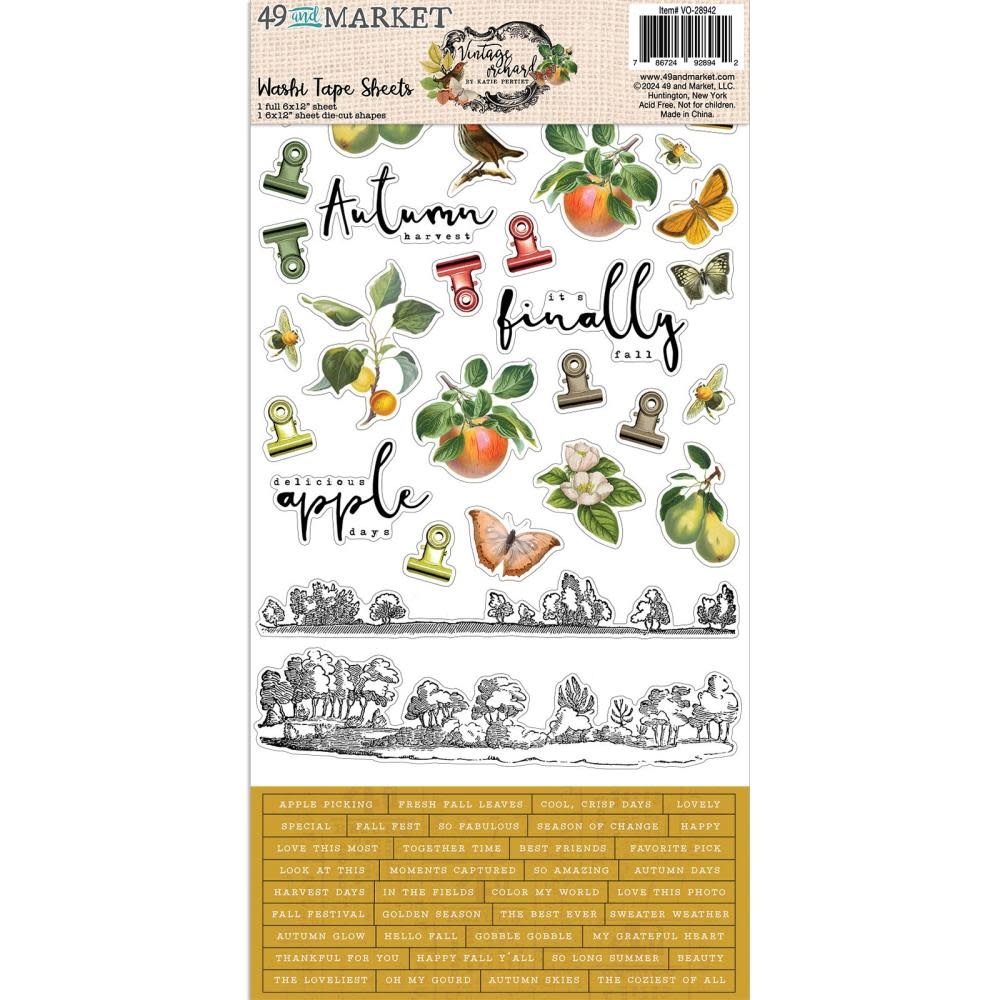 49 AND MARKET 49 AND MARKET VINTAGE ORCHARD 6x12 WASHI TAPE SHEETS