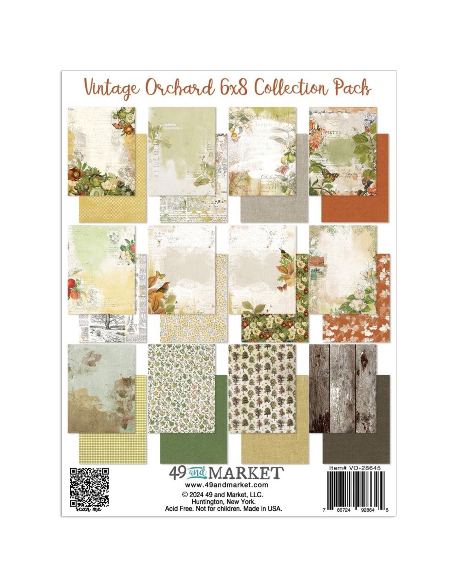 49 AND MARKET 49 AND MARKET VINTAGE ORCHARD 6x8 COLLECTION PACK 24 SHEETS