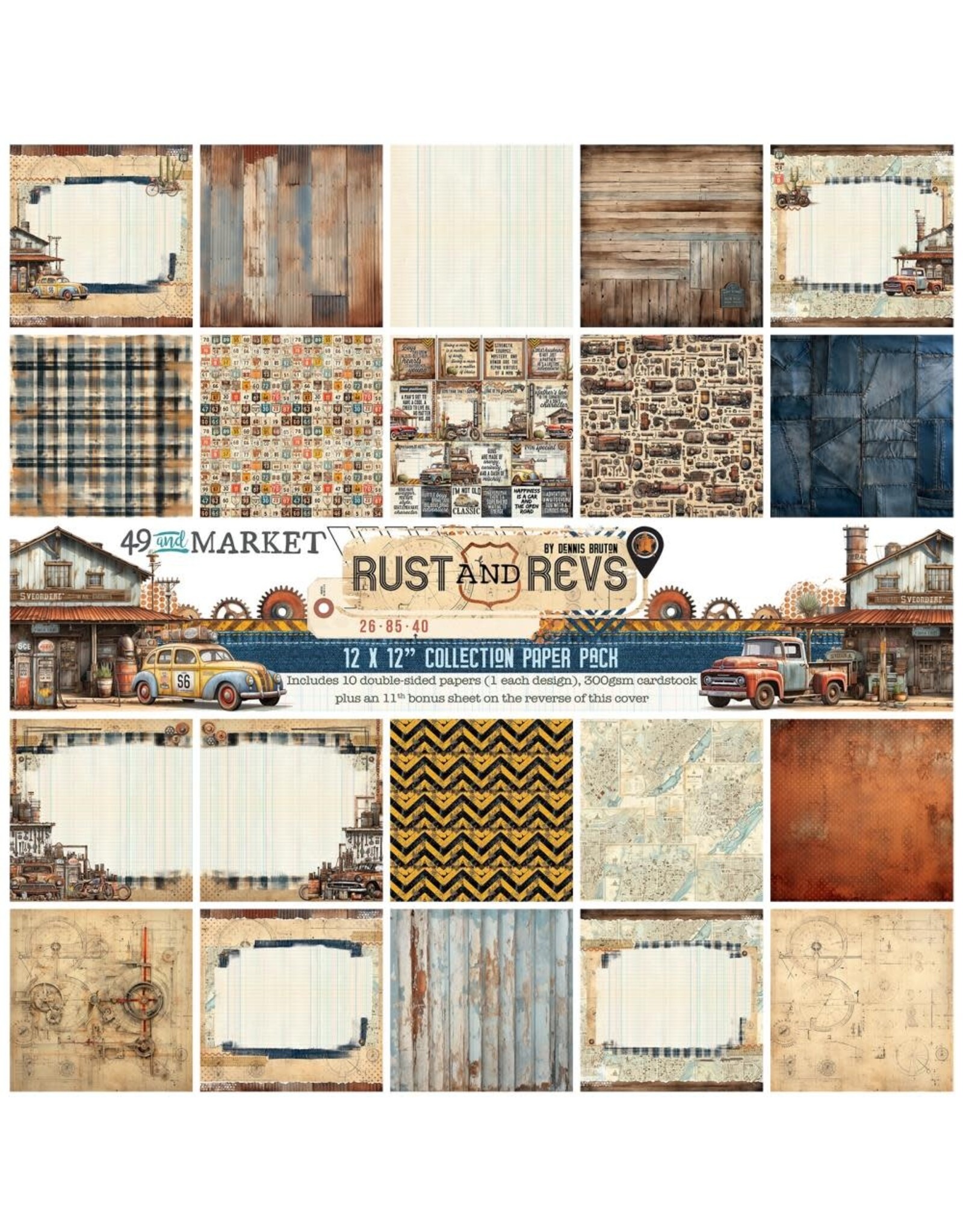 49 AND MARKET 49 AND MARKET RUST AND REVS 12x12 COLLECTION PACK