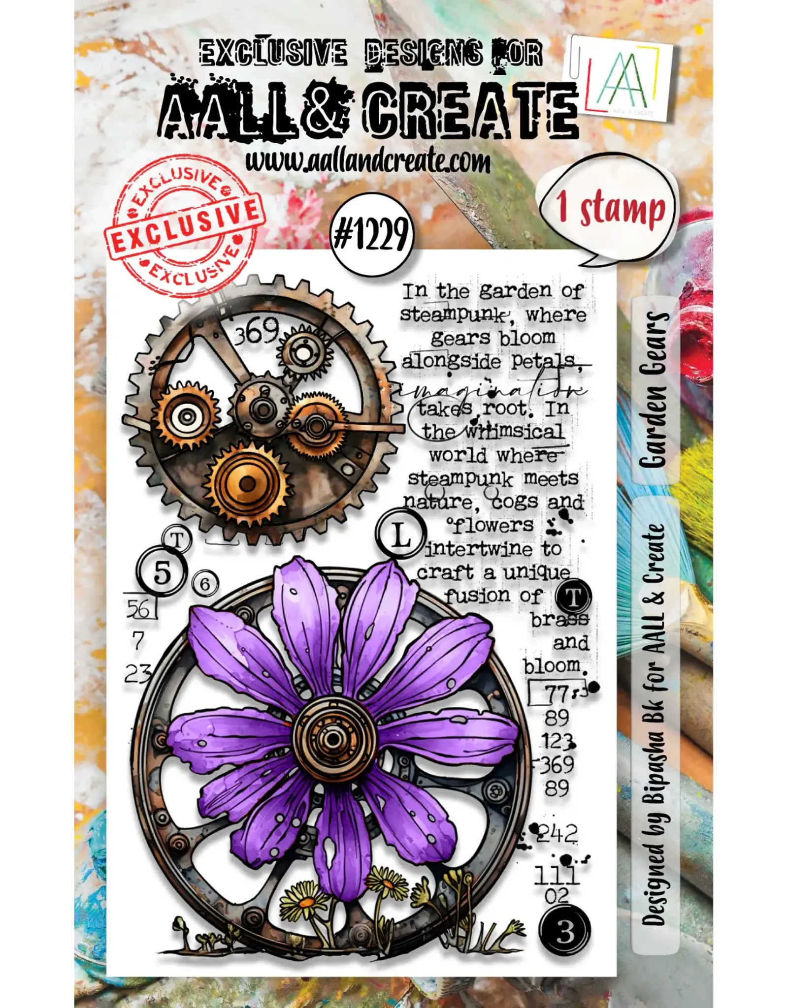 AALL & CREATE AALL & CREATE BIPASHA BK #1229 GARDEN GEARS A7 CLEAR STAMP