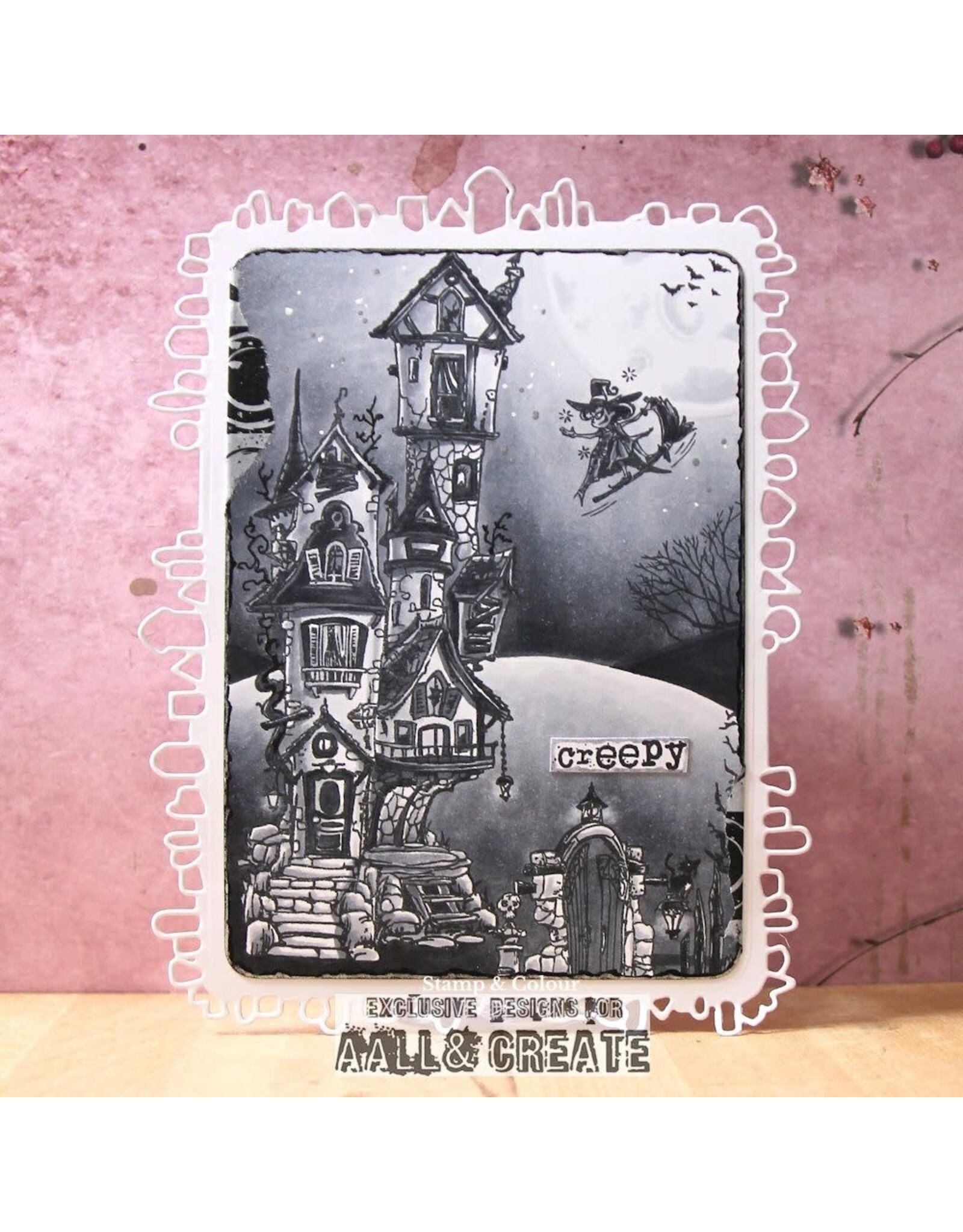 AALL & CREATE AALL & CREATE AUTOUR DE MWA #1237 FRIGHTFUL MANOR A6 CLEAR STAMP
