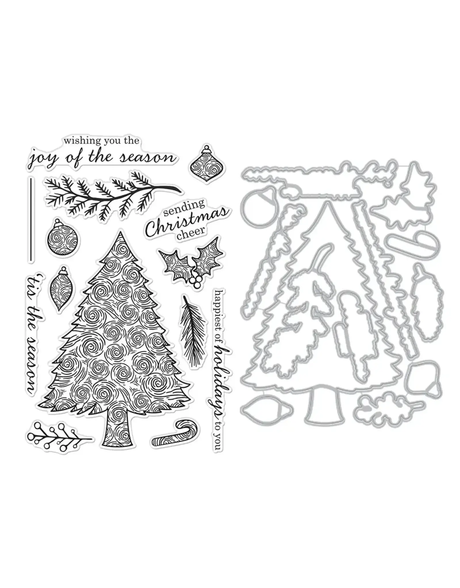 HERO ARTS HERO ARTS STAMP BUNDLE SWIRLY CHRISTMAS TREE CLEAR STAMP & DIE SET