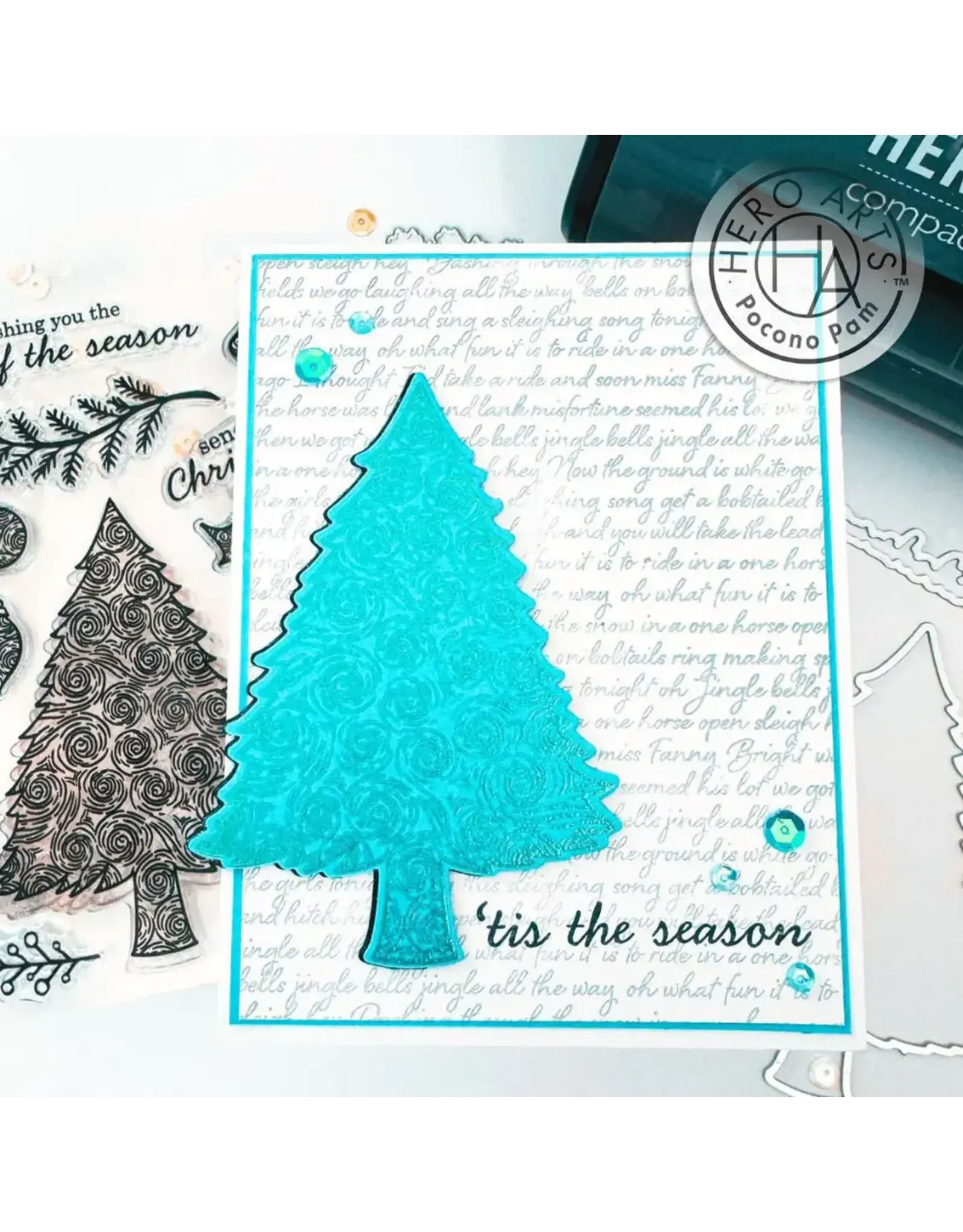 HERO ARTS HERO ARTS STAMP BUNDLE SWIRLY CHRISTMAS TREE CLEAR STAMP & DIE SET