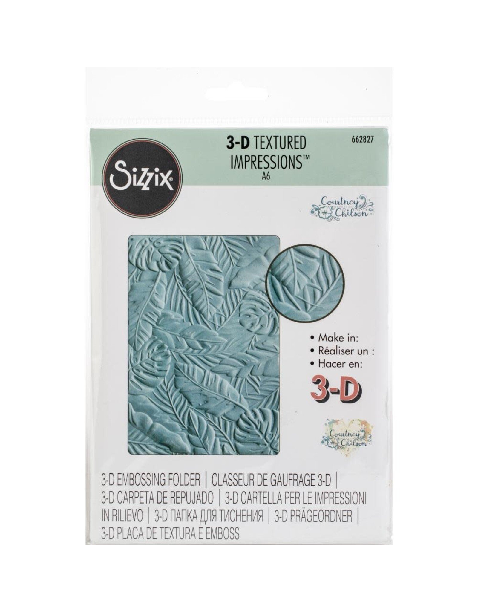 SIZZIX SIZZIX TEXTURED IMPRESSIONS TROPICAL LEAVES 3D EMBOSSING FOLDER