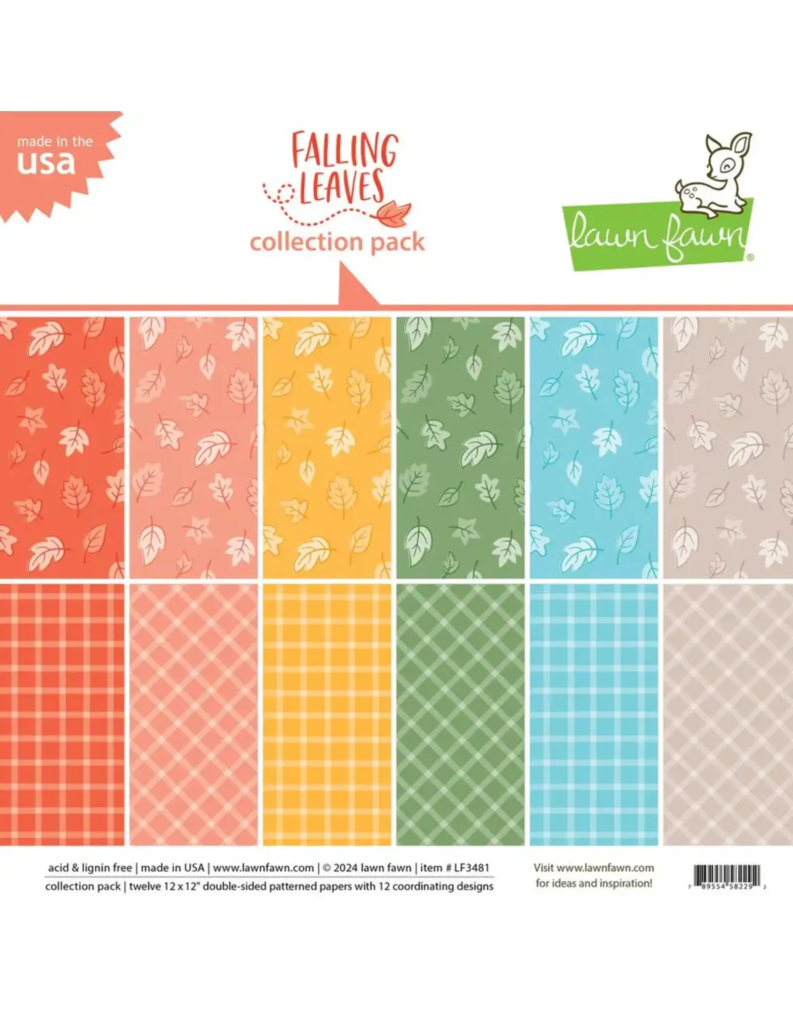 LAWN FAWN LAWN FAWN FALLING LEAVES 12x12 COLLECTION PACK 12 SHEETS