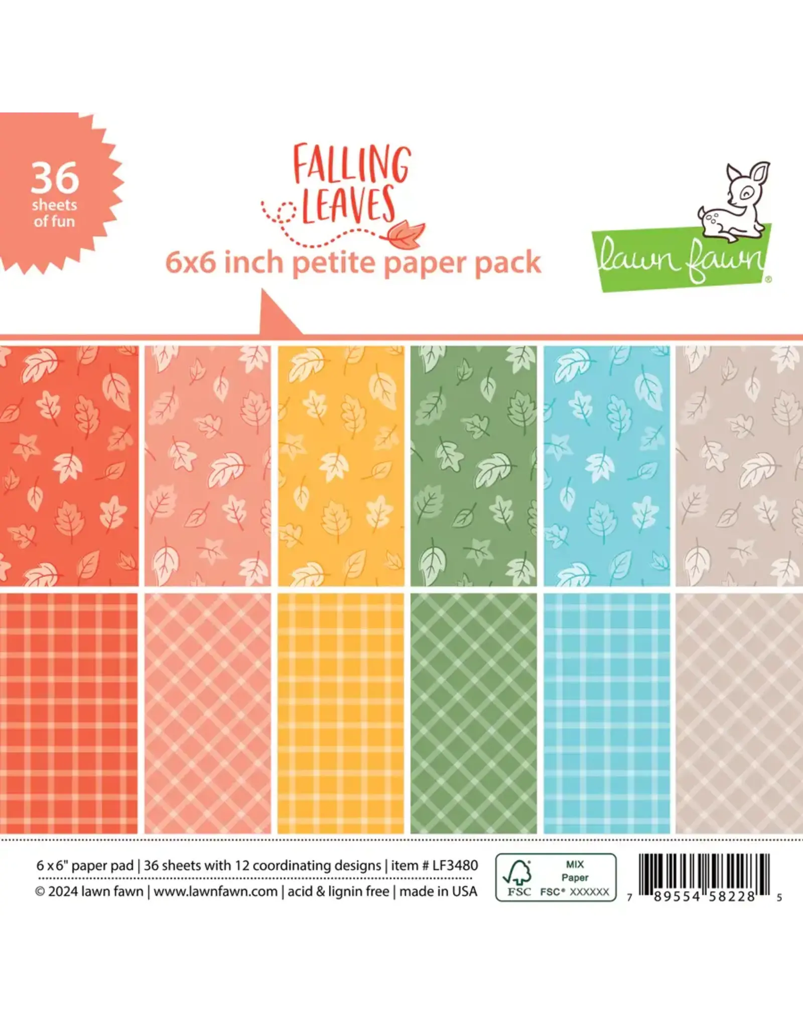 LAWN FAWN LAWN FAWN FALLING LEAVES 6x6 PETITE PAPER PACK 36 SHEETS