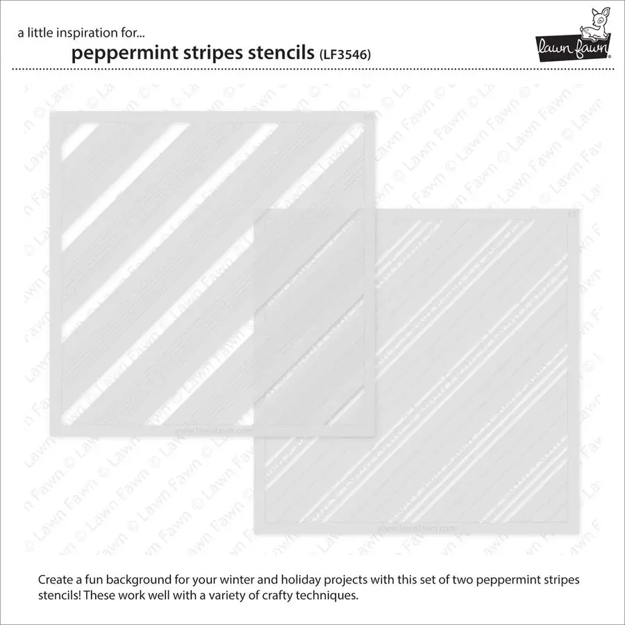 LAWN FAWN LAWN FAWN LAWN CLIPPINGS PEPPERMINT STRIPES 6x6 STENCIL SET 2/PK