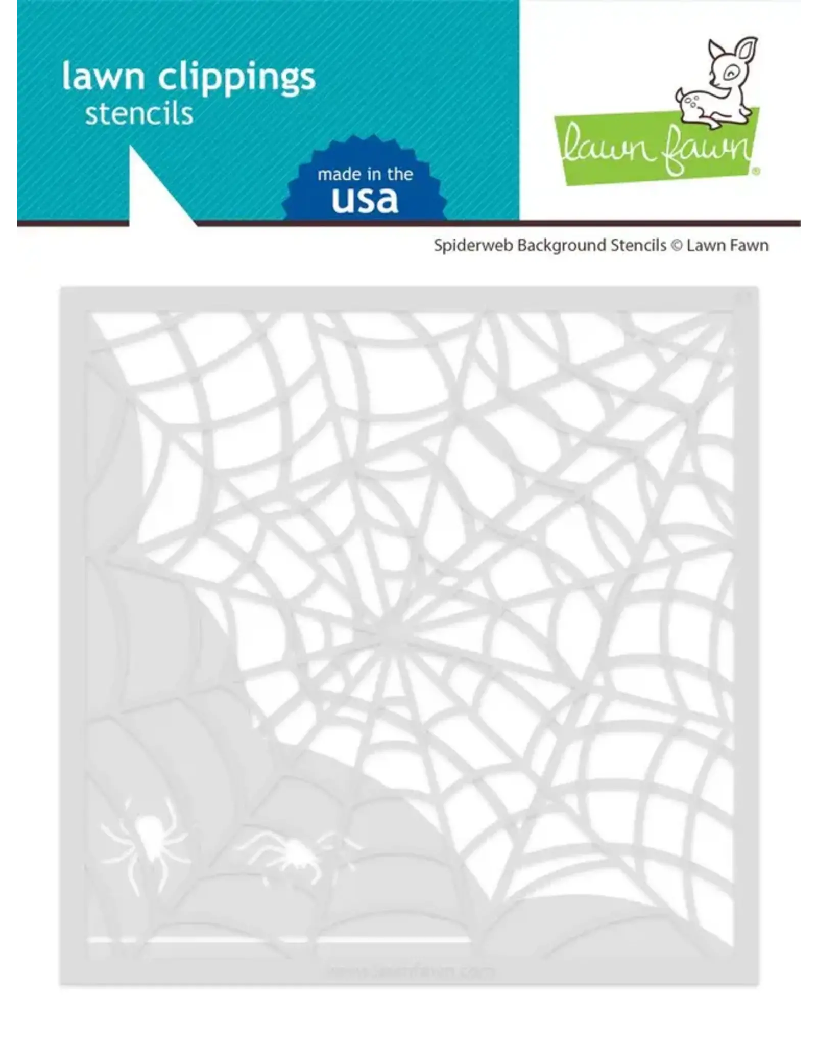 LAWN FAWN LAWN FAWN LAWN CLIPPINGS SPIDERWEB BACKGROUND 6x6  STENCIL SET 2/PK