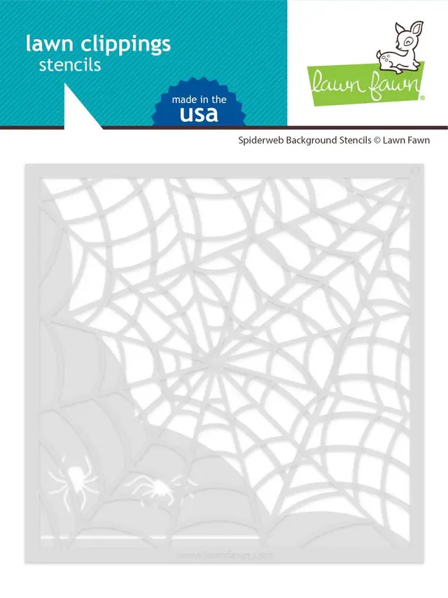 LAWN FAWN LAWN FAWN LAWN CLIPPINGS SPIDERWEB BACKGROUND 6x6 STENCIL SET 2/PK