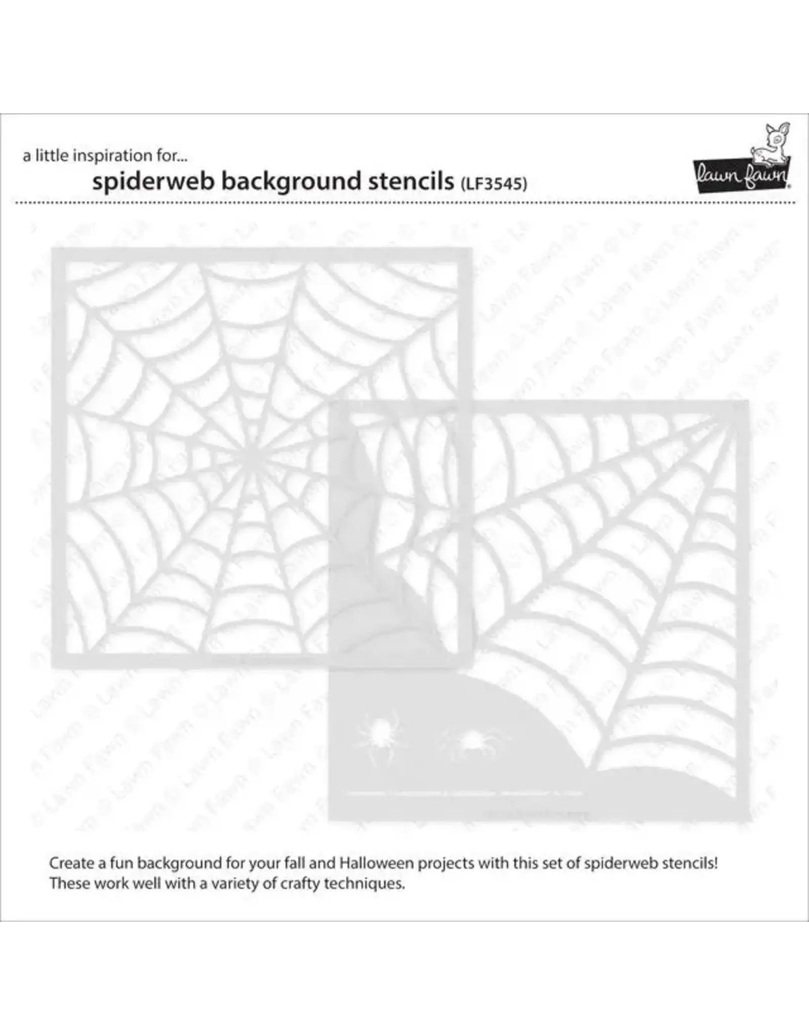 LAWN FAWN LAWN FAWN LAWN CLIPPINGS SPIDERWEB BACKGROUND 6x6  STENCIL SET 2/PK