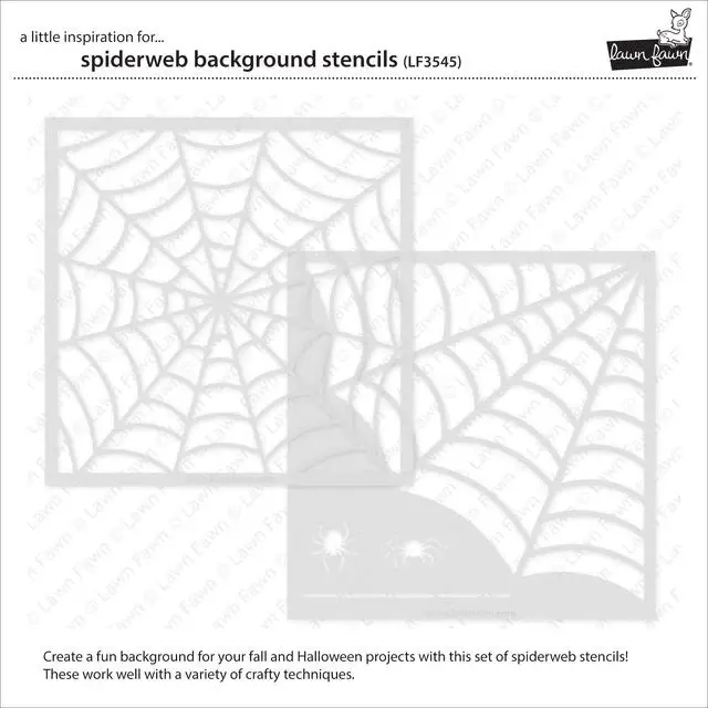 LAWN FAWN LAWN FAWN LAWN CLIPPINGS SPIDERWEB BACKGROUND 6x6 STENCIL SET 2/PK