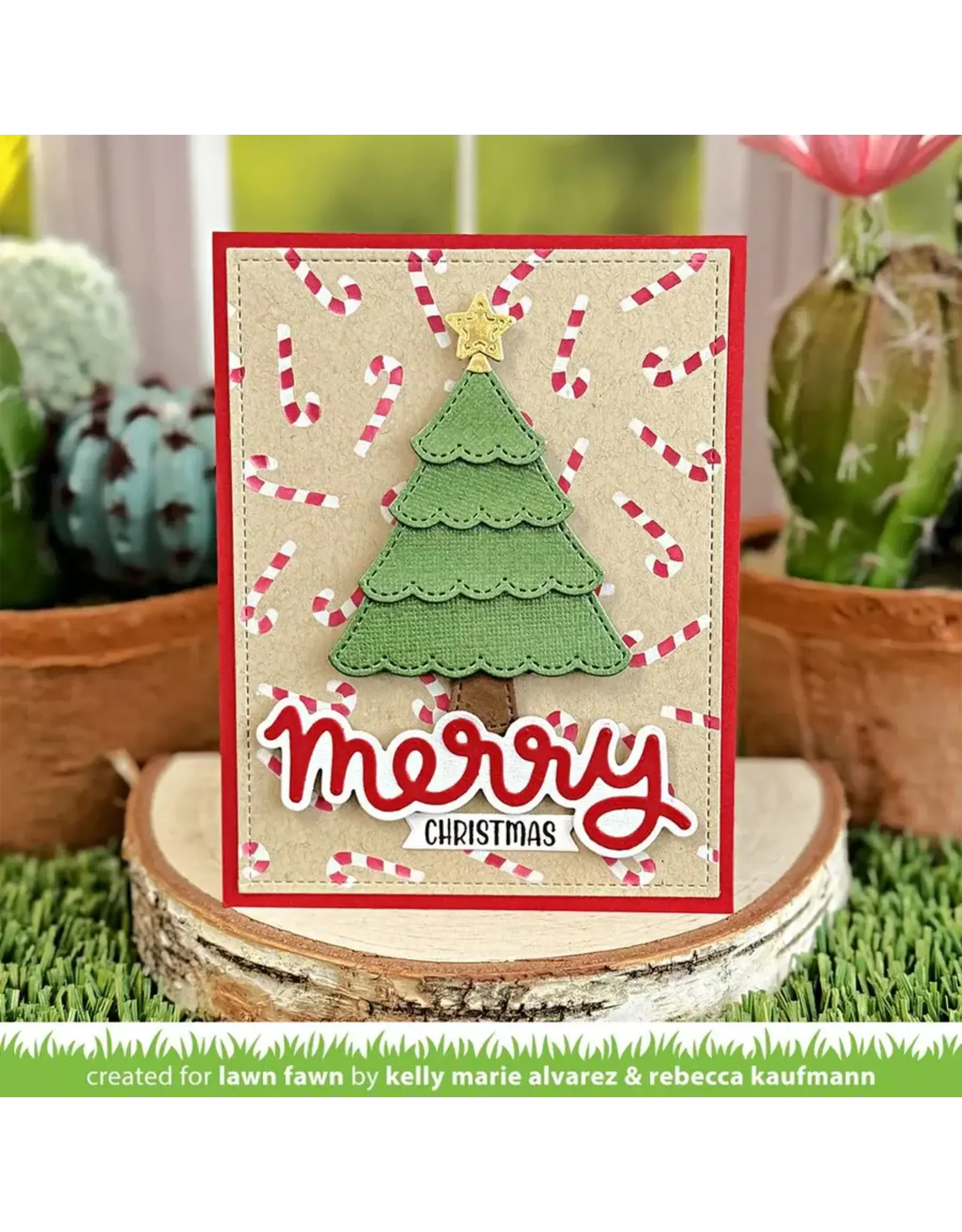 LAWN FAWN LAWN FAWN LAWN CLIPPINGS CANDY CANE BACKGROUND 6x6  STENCIL SET 2/PK