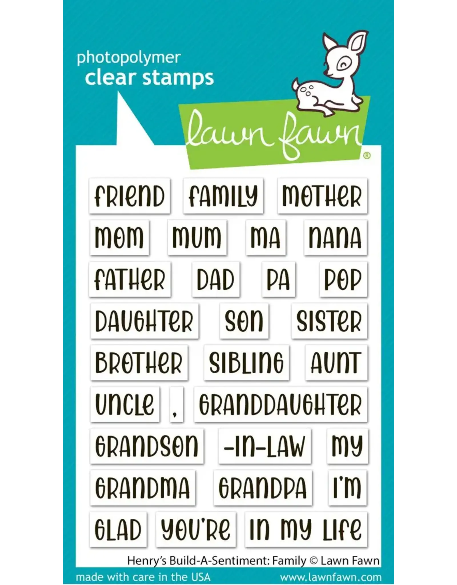 LAWN FAWN LAWN FAWN HENRY'S BUILD-A-SENTIMENT: FAMILY CLEAR STAMP SET